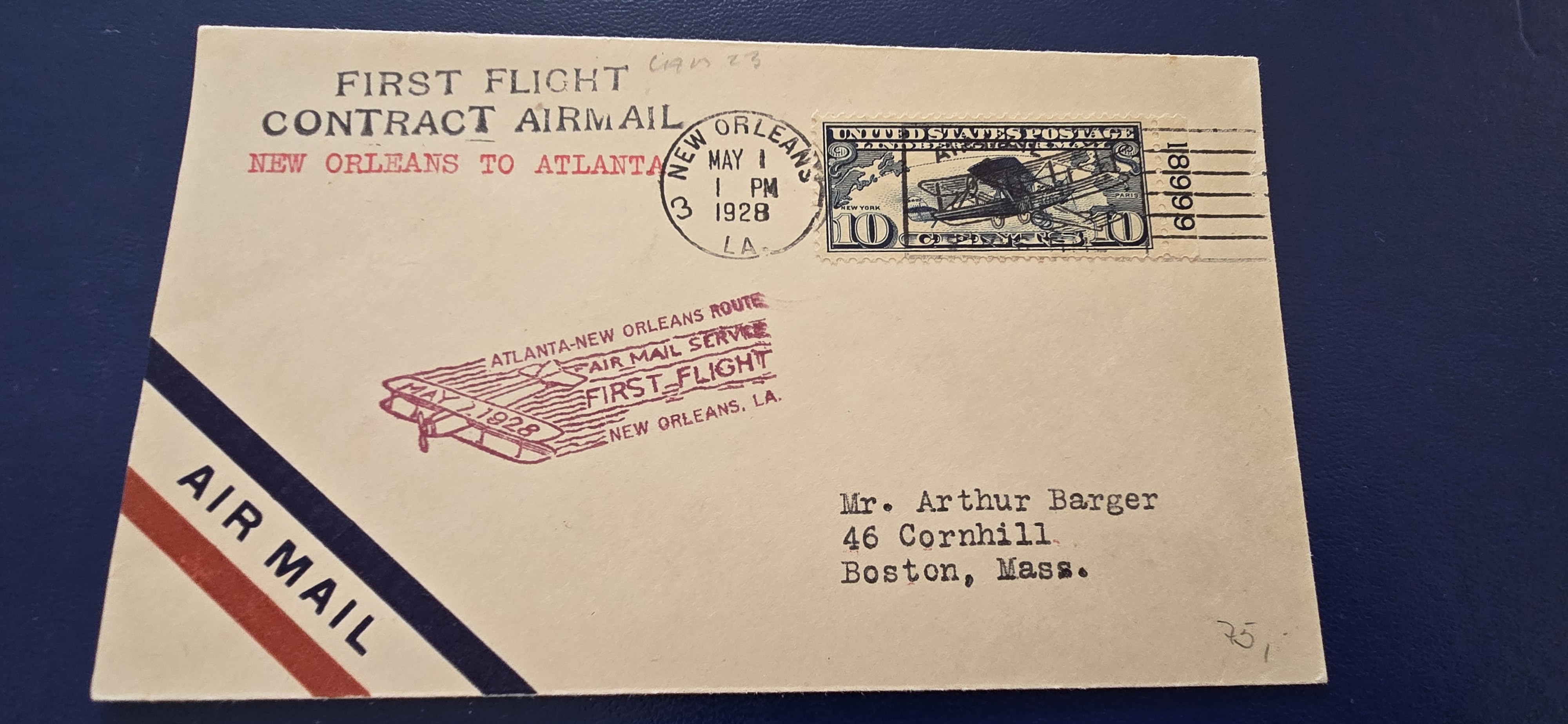FFC NEW ORLEANS TO ATLANTA 1.5.1928 NEW YORK 2.5.1928