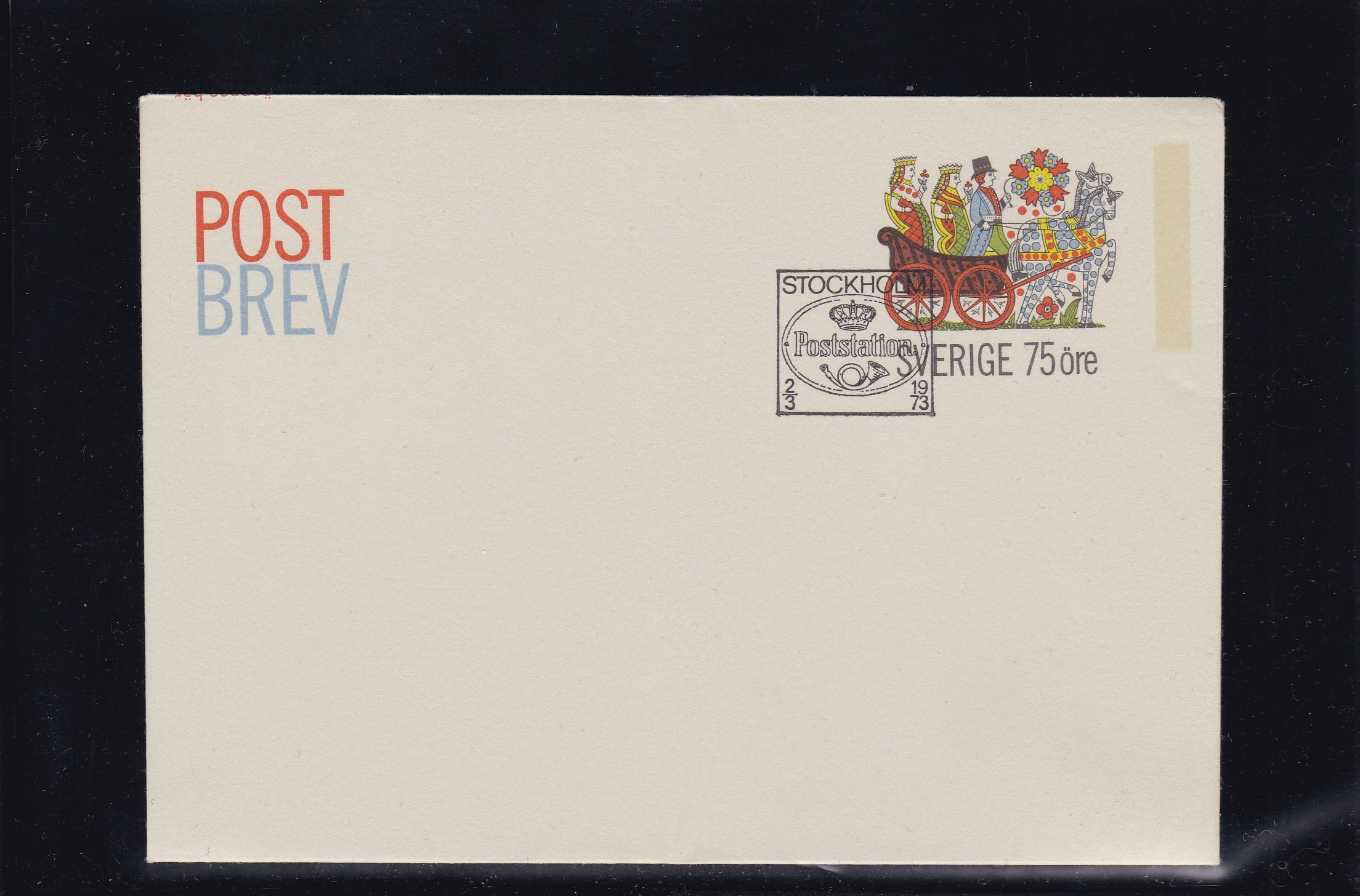 Sverige 1973. Helpostbrev stemplet 2.4.73