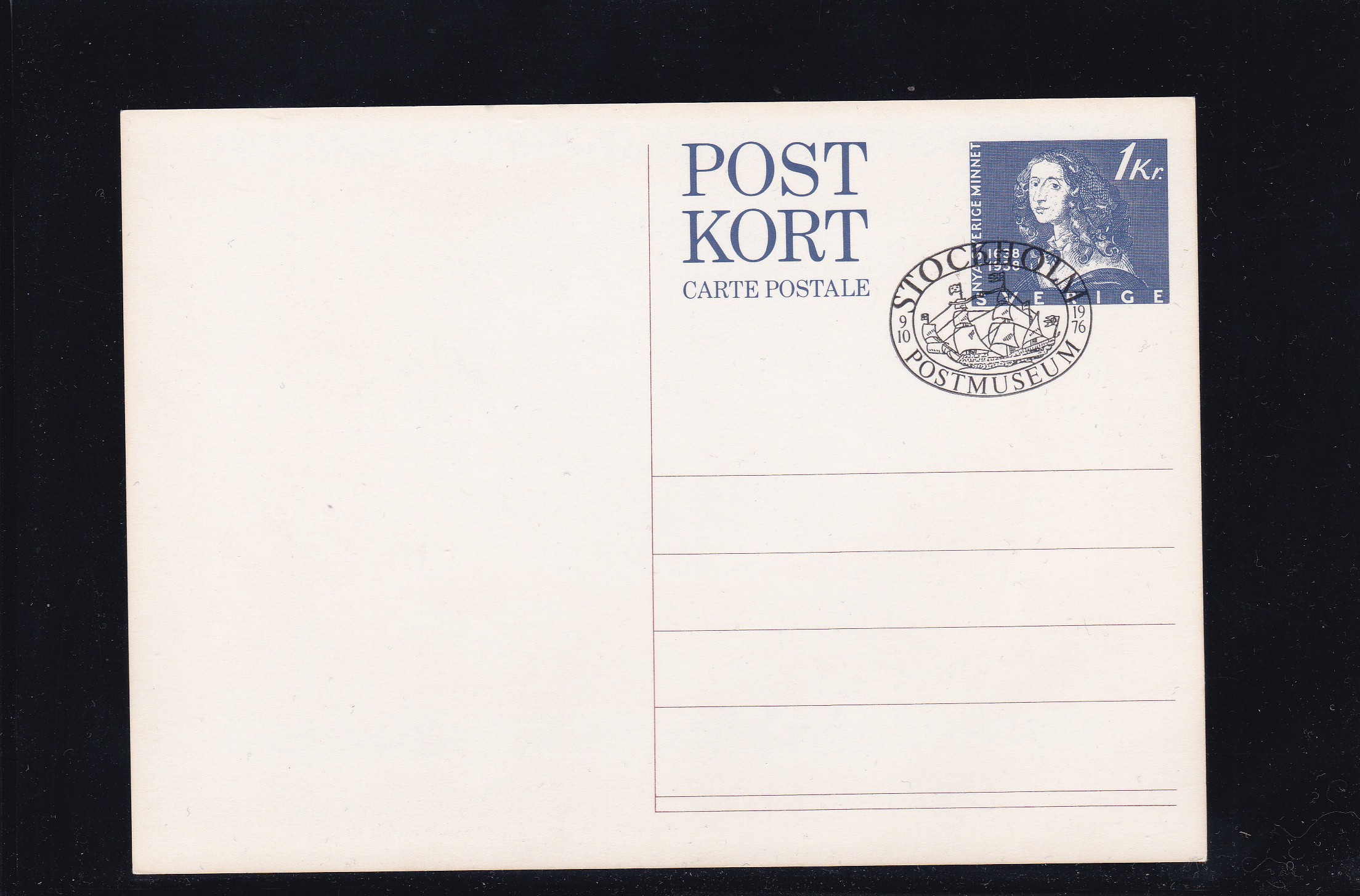 Sverige 1976. Helpostkort, stemplet 9.10.76