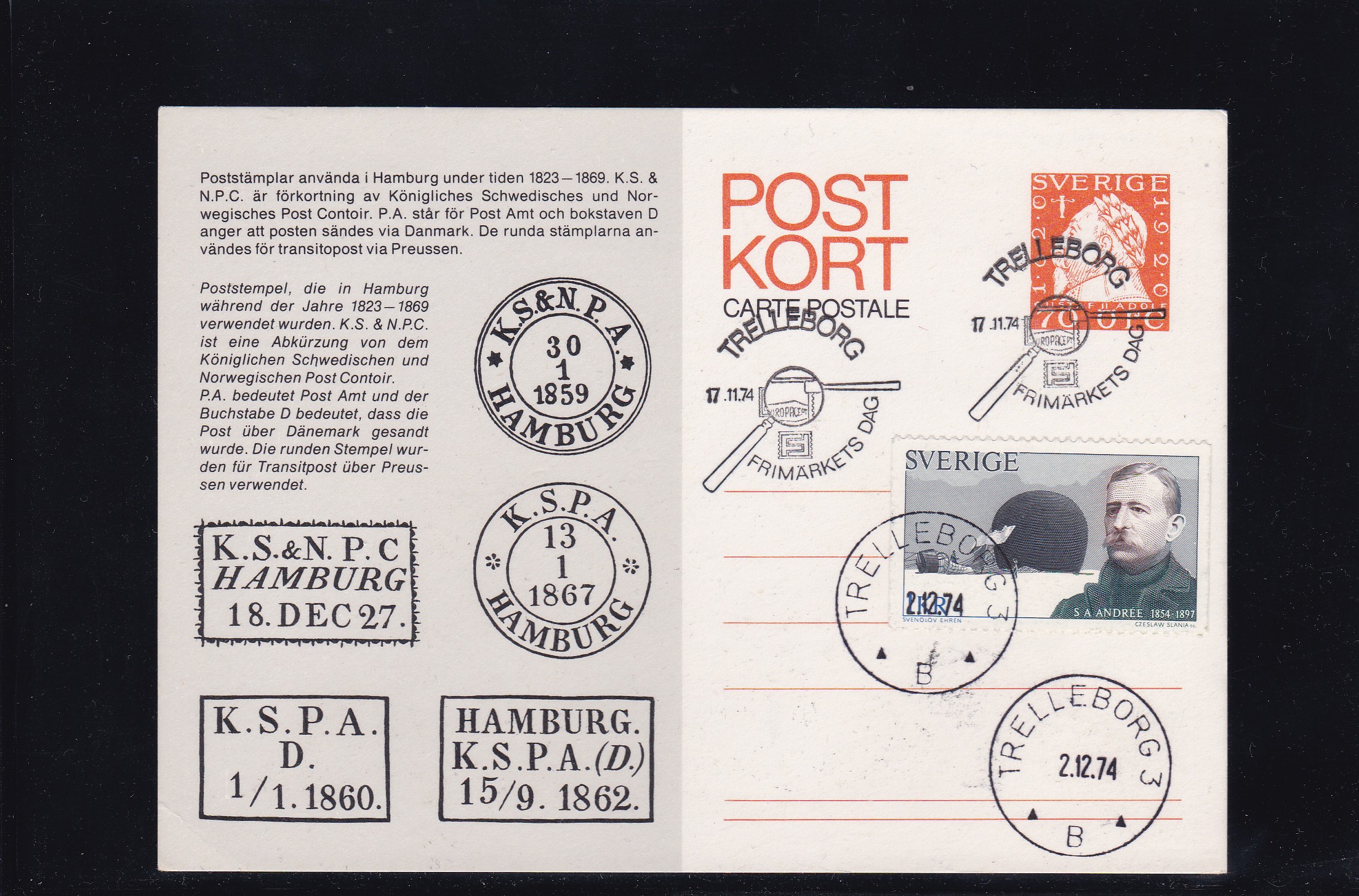 Sverige 1974. Helpostkort, frimerkets dag