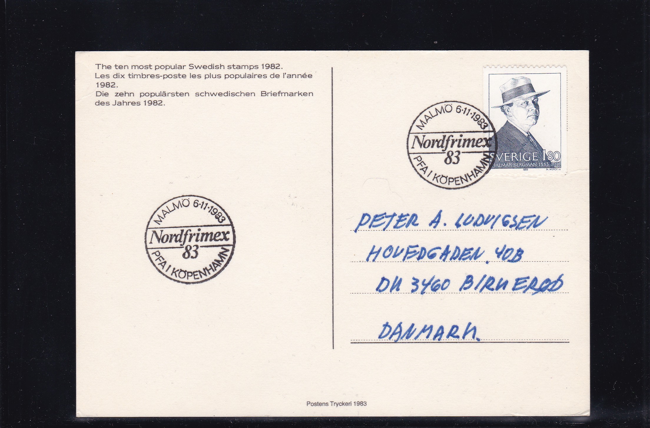 Sverige 1983. Særstempel Nordfrimex 83. AFA # 1241
