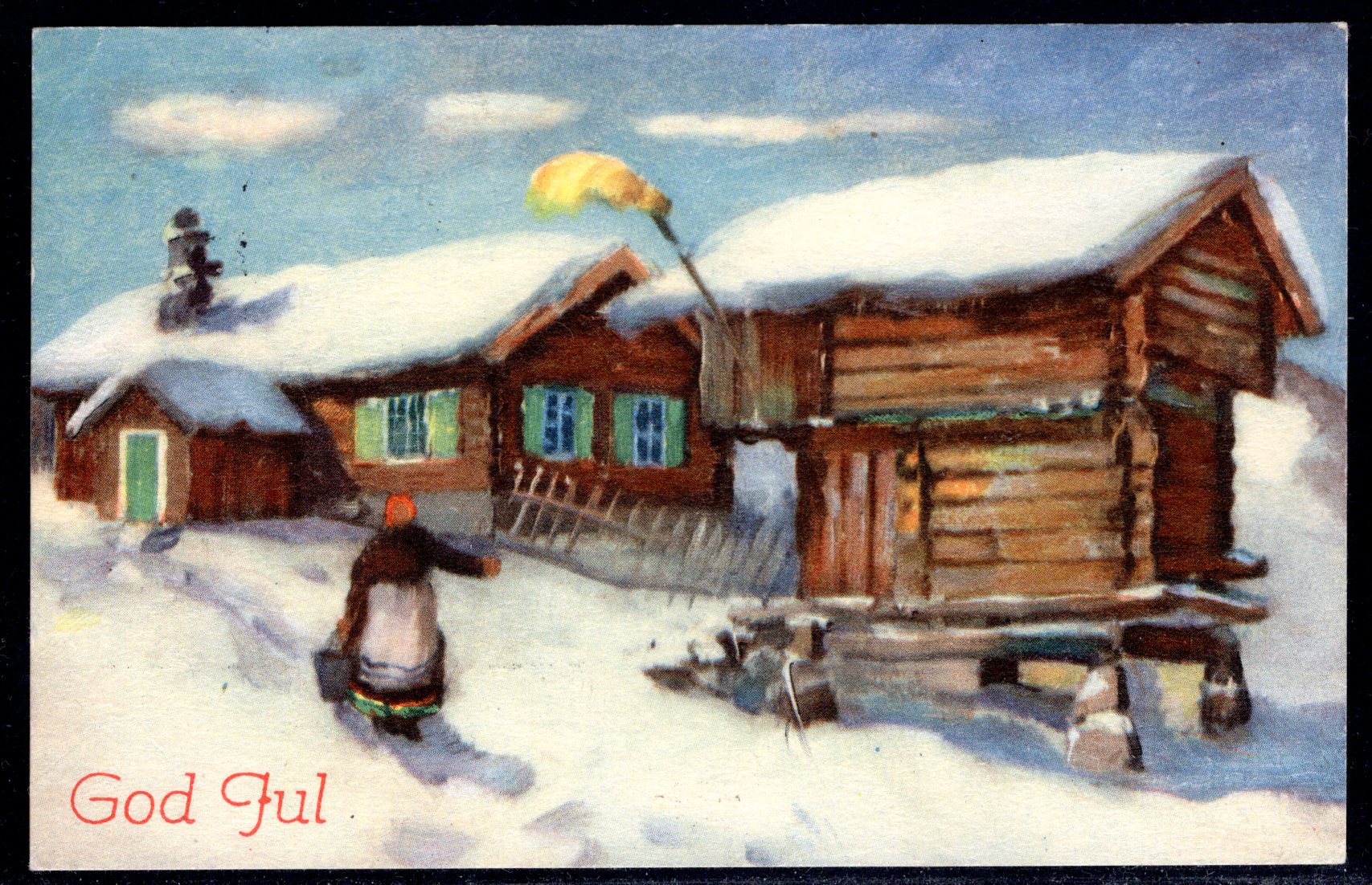 Julekort stemplet Storås 1957 se scan