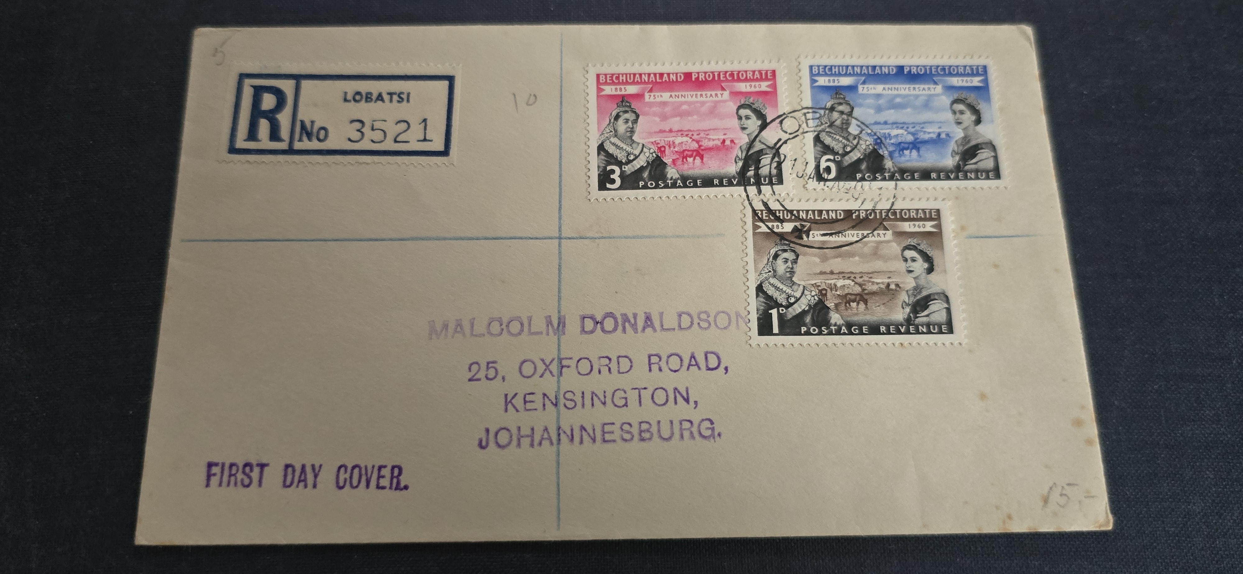 Bechuanaland 1960 REKFDC + SG154-6 T JOHANNESBURG