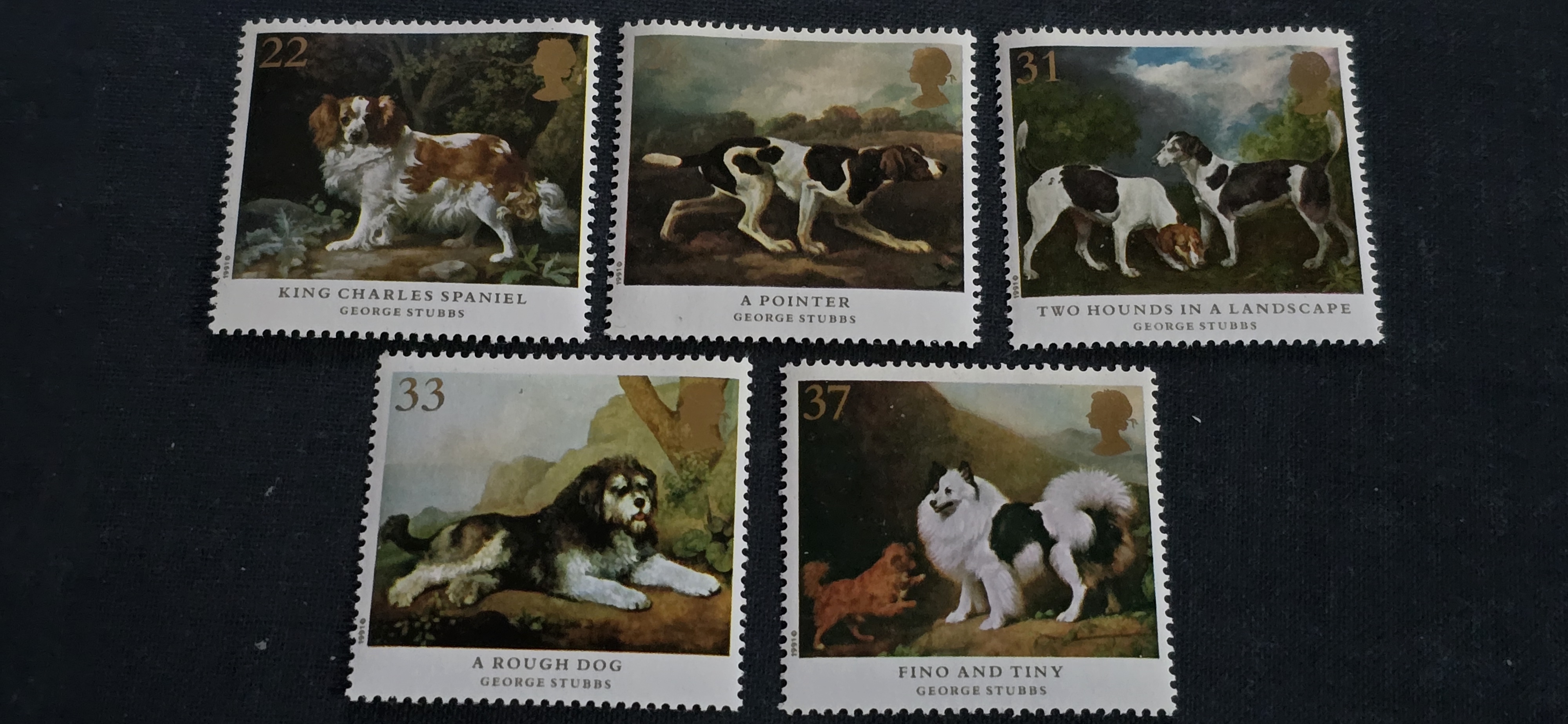 HUND - GEORGE STUBBS MALERIER POSTFRISK 5stk 1991 SW 1286-90