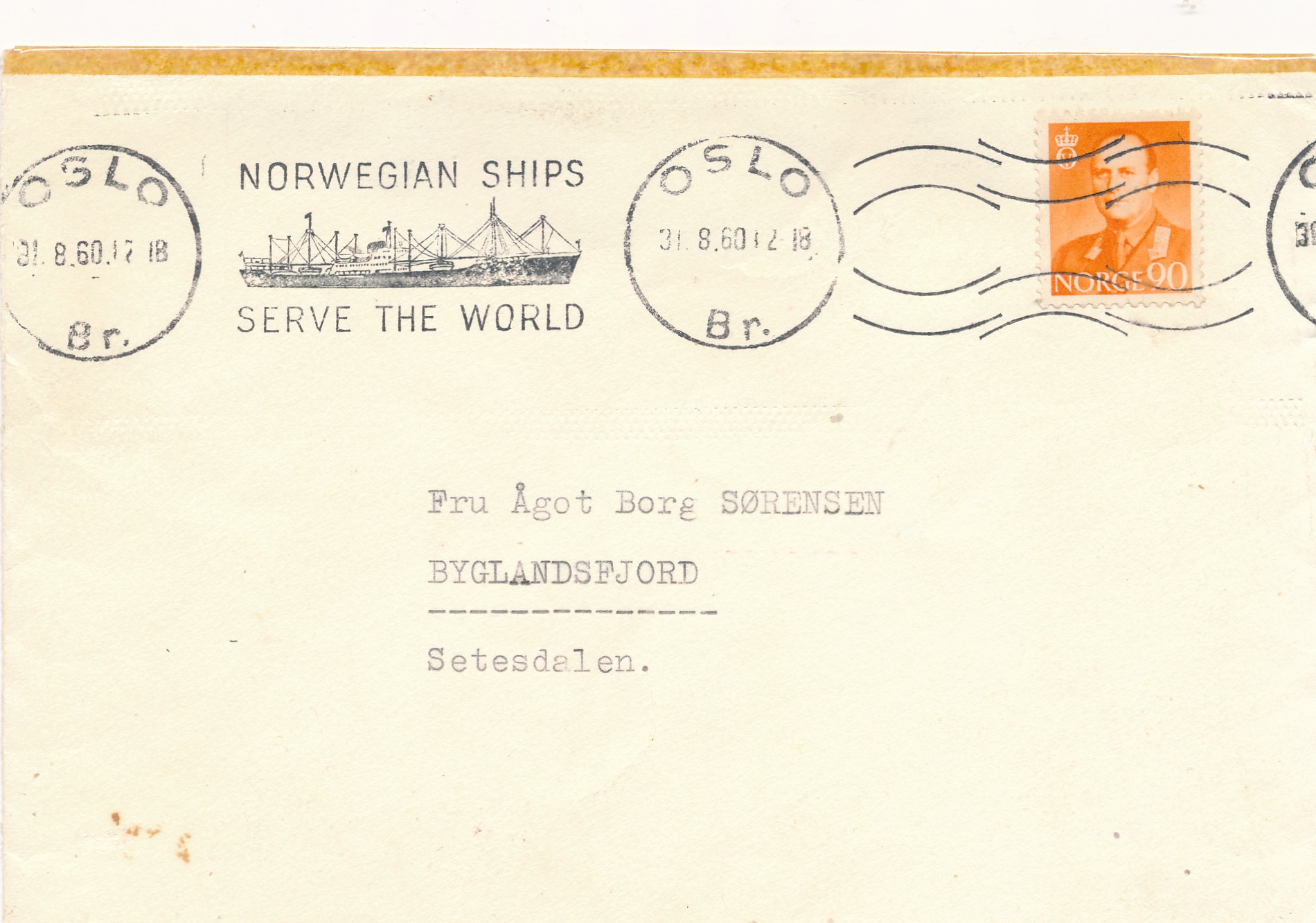 Brev med TMS rundt 1960