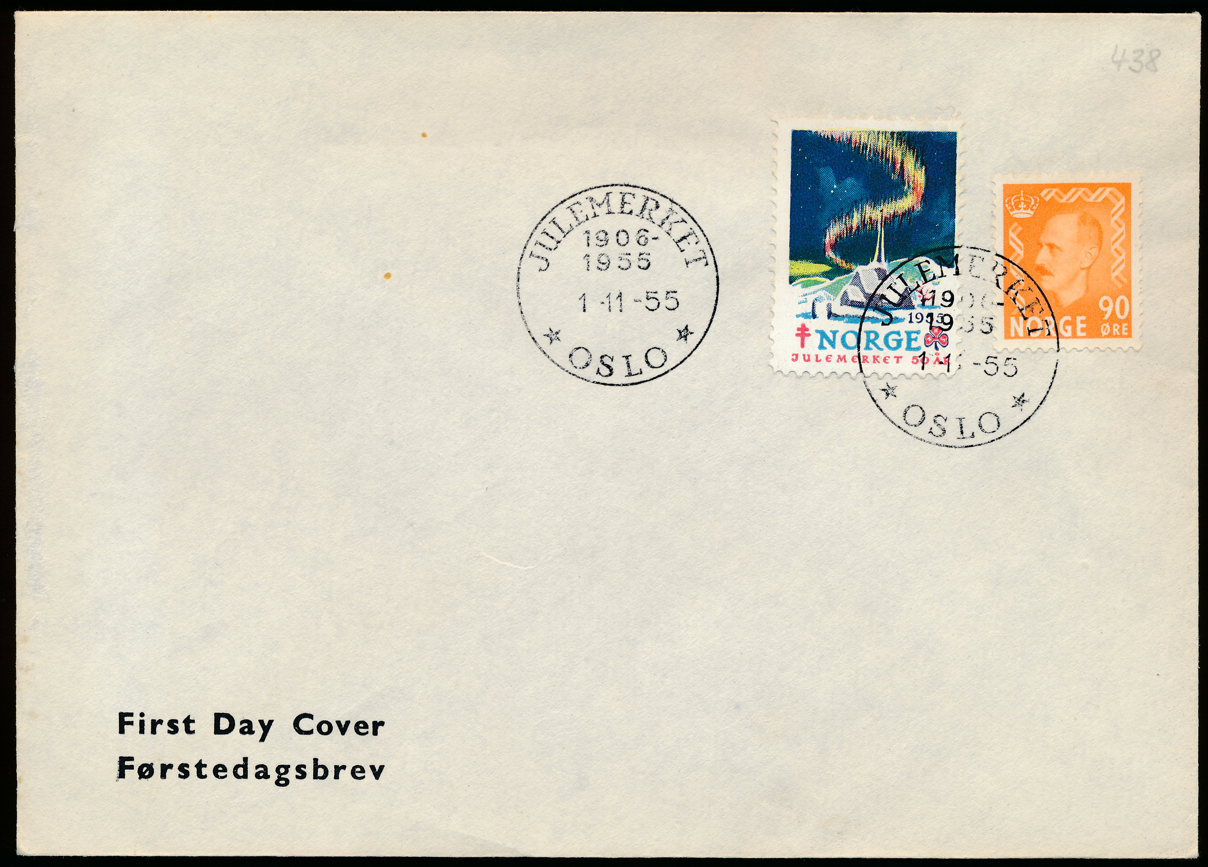 FDC 1955 NK438 tekstvignett 1 Oslo
