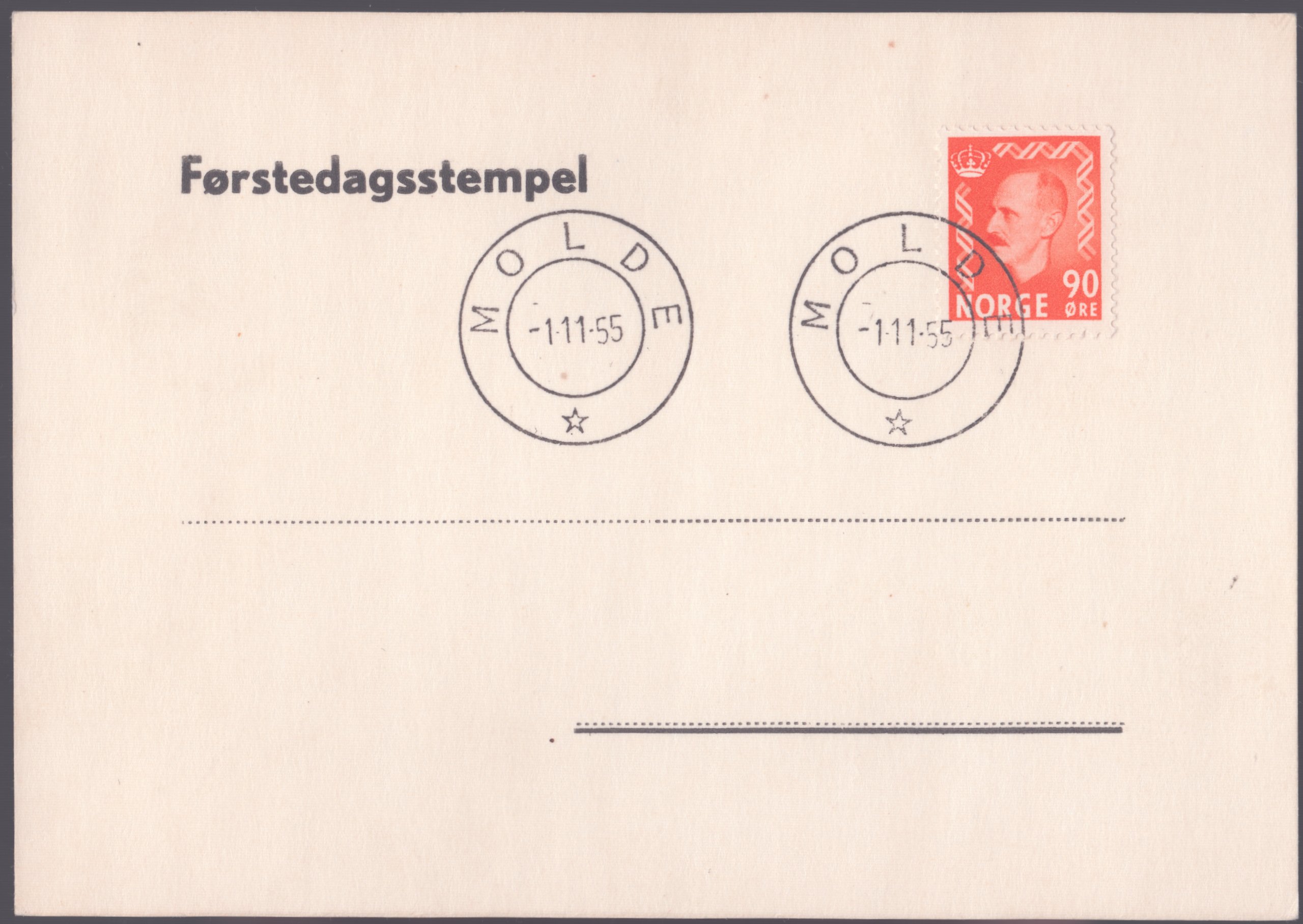 FDC 1955 NK438 tekstvignett 2 Molde
