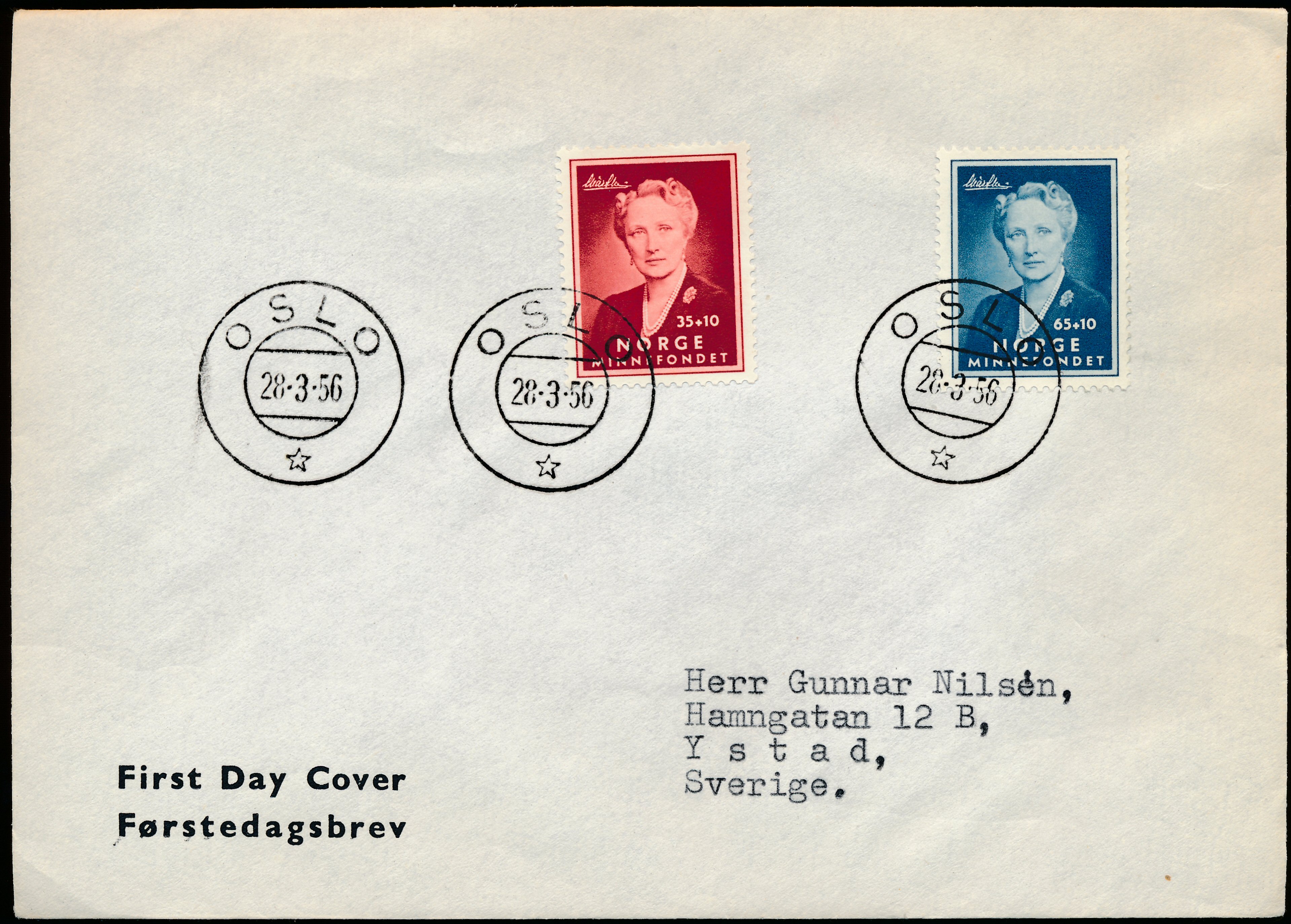FDC 1956 NK441-NK442 tekstvignett 2 Oslo