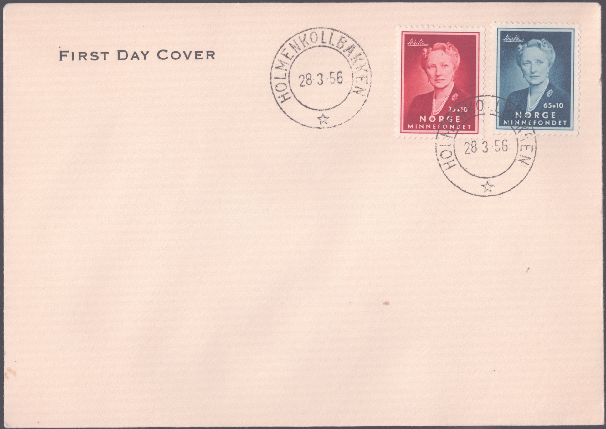 FDC 1956 NK441-NK442 tekstvignett 3 Holmenkollbakken