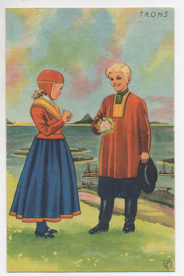 Erling Nielsen Bunadskort Troms småformat ubrukt