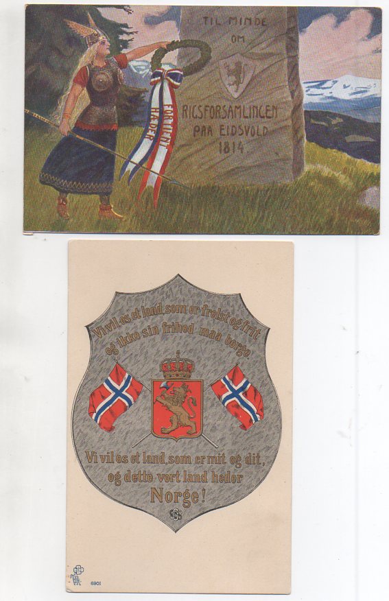 2 Nasjonalistiske småformat ubrukt, et O. Moe