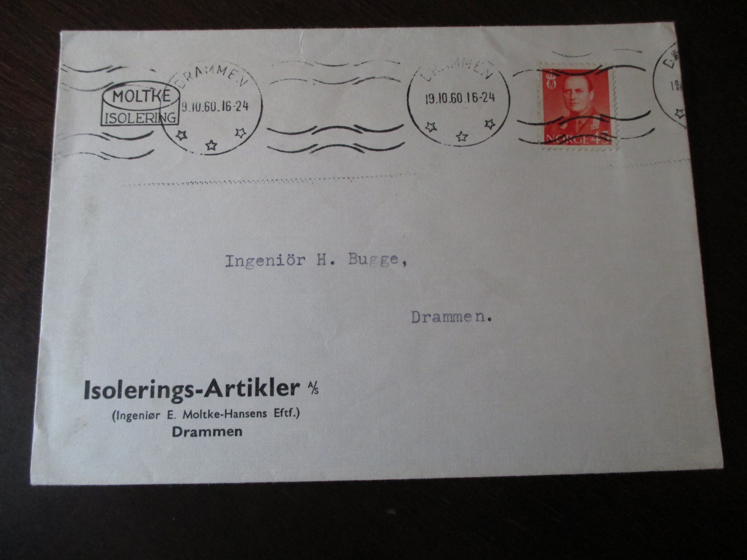 Firmabrev. Isolerings-Artikler A/S, Drammen.