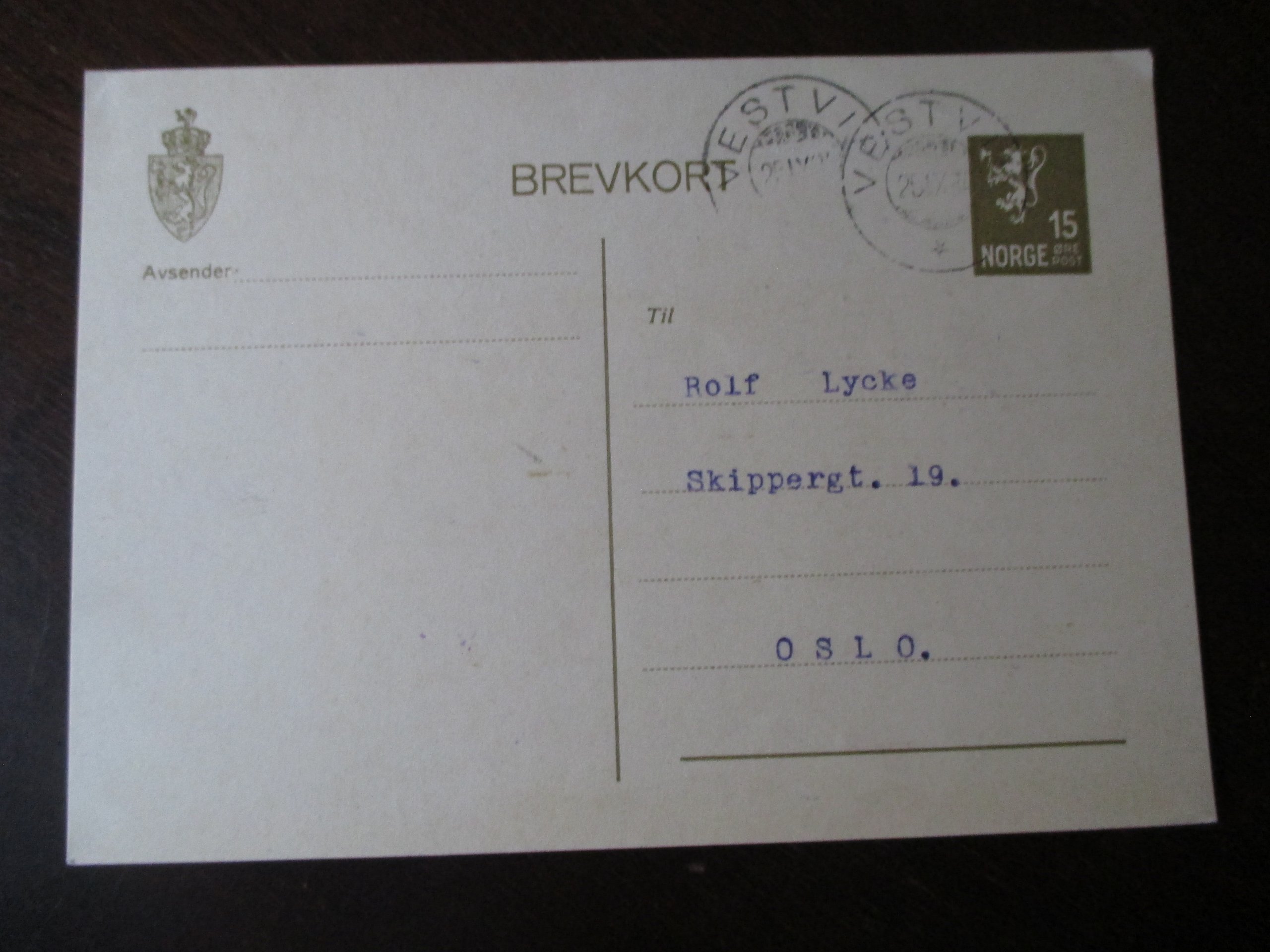 Brevkort st. Vestvik 25.IX.1934. (SL)