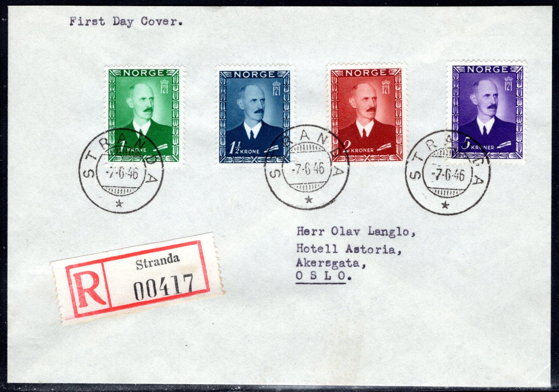 Rek FDC NK 350-53 stemplet Stranda se scan