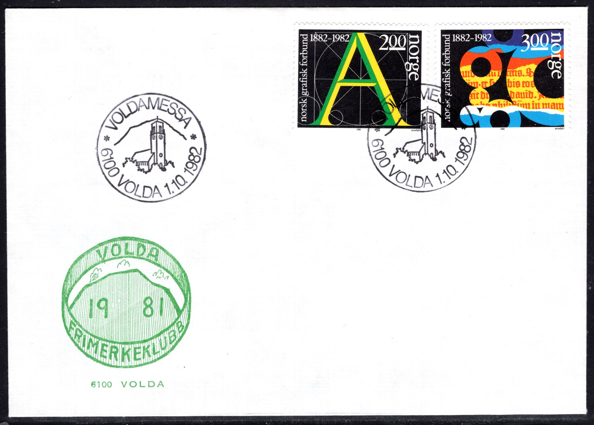 FDC NK 920-21 stemplet Volda se utgiver/scan