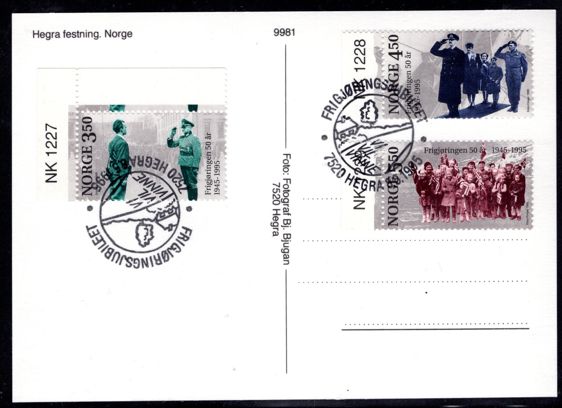 FDC kort Nk 1227-29 stemplet Hegra se scan