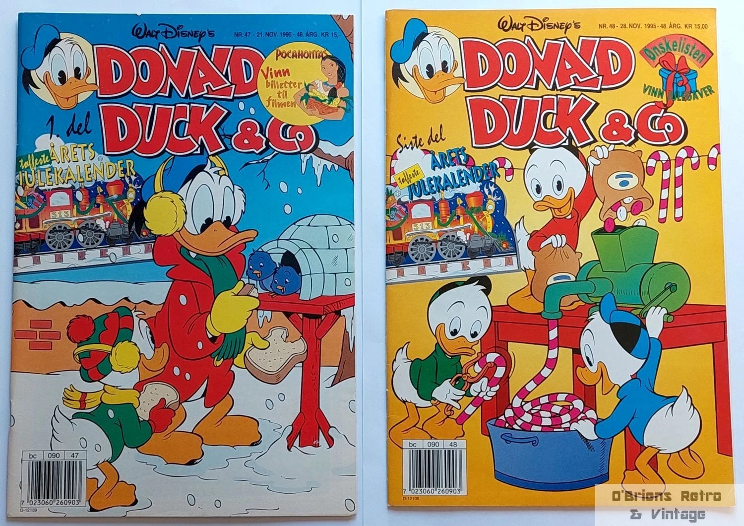 Donald Duck & Co nr. 47 + 48 - 1995 - Komplett julekalender sett (del 1 og 2)