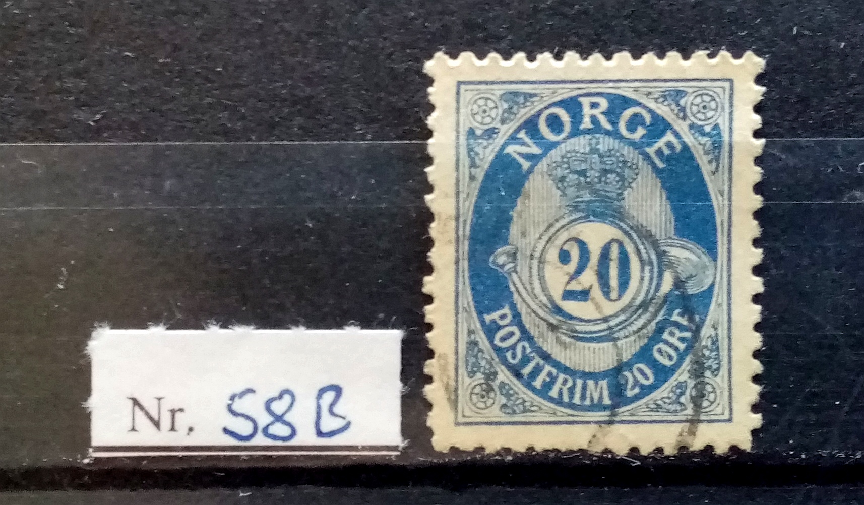 NORGE. Nk 58 B. Posthornutgave fra Centraltrykkeriet. (1893/94)