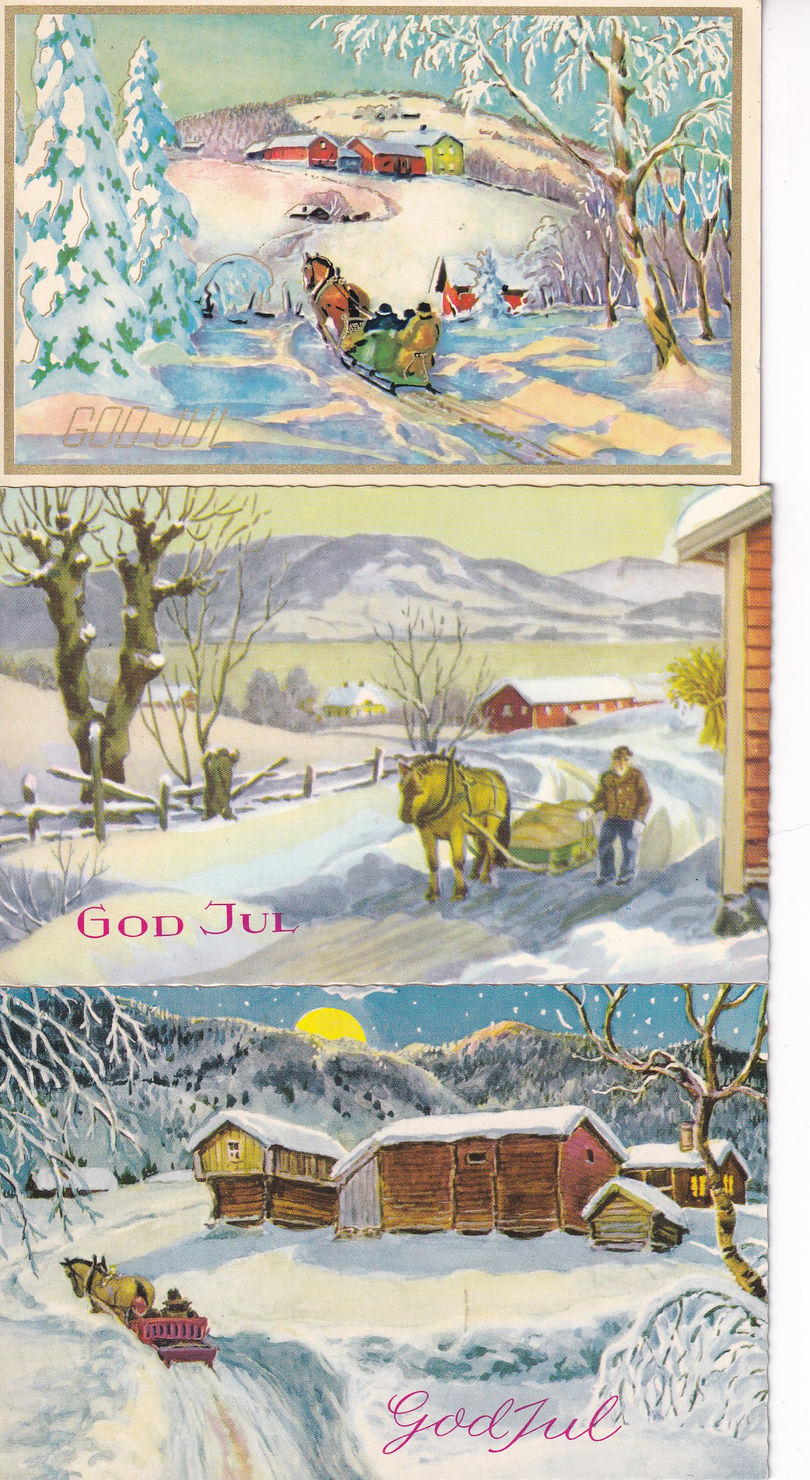 3 stk. hest og slede