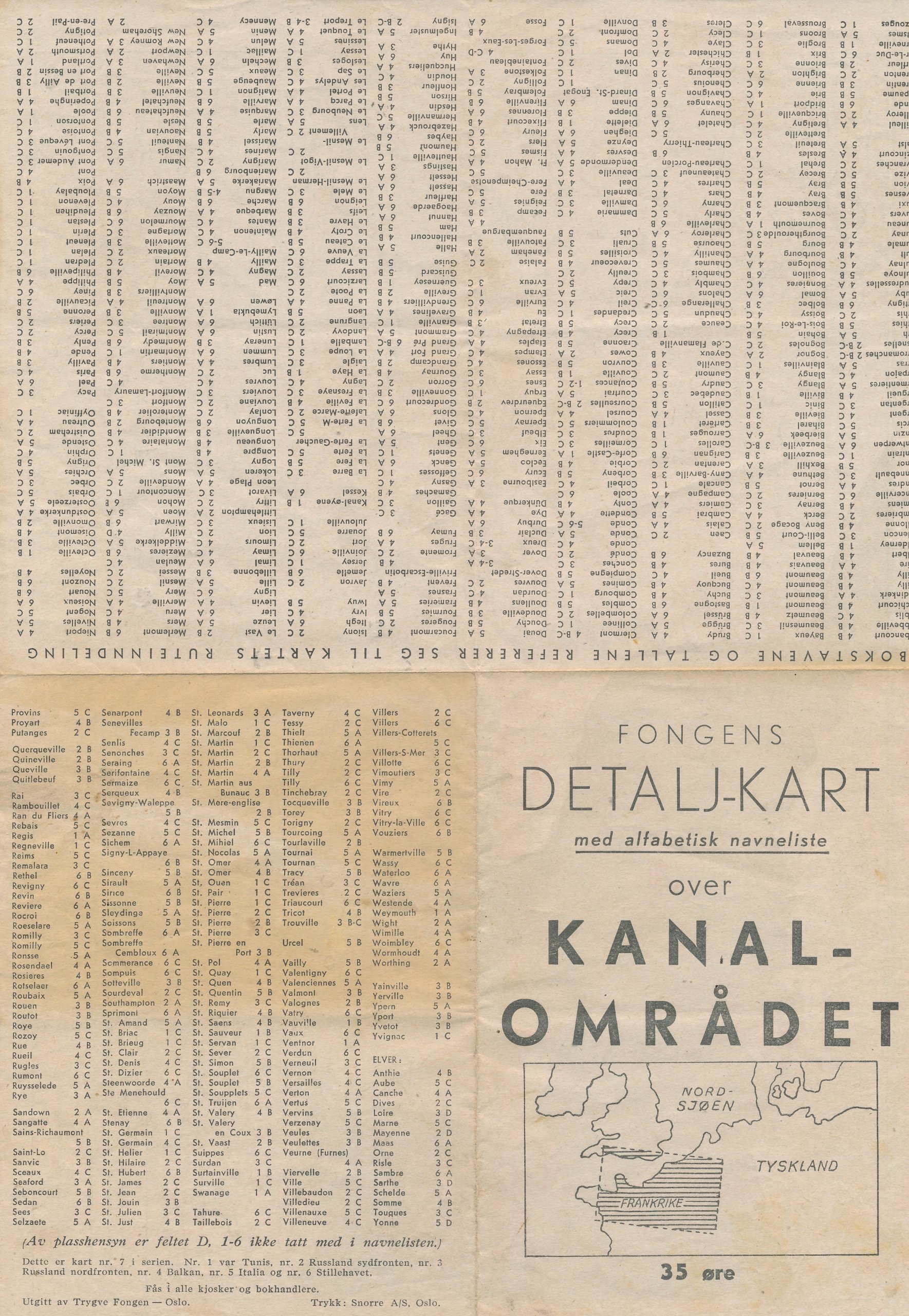 Kart fra krigen over Kanalområdet