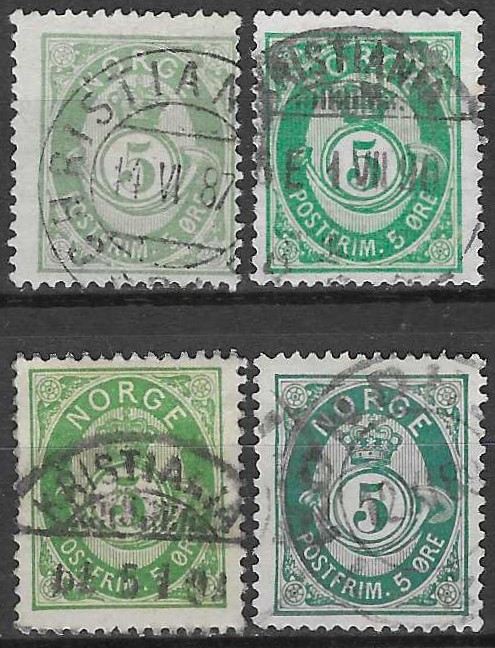 Norge NK 52 fire farver - verdi 150 NOK