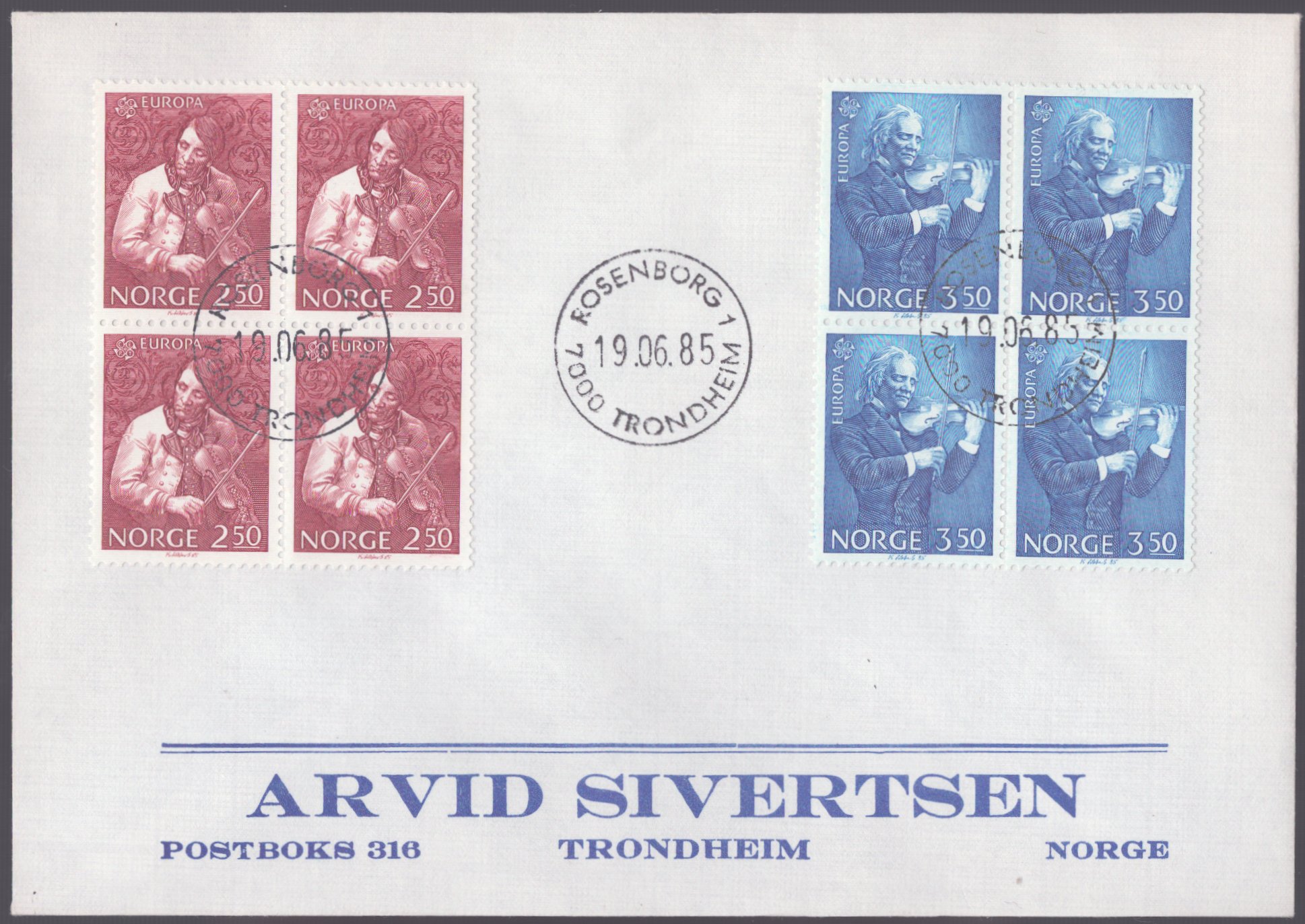 FDC 1985 NK974-NK975 Trondheim fireblokker
