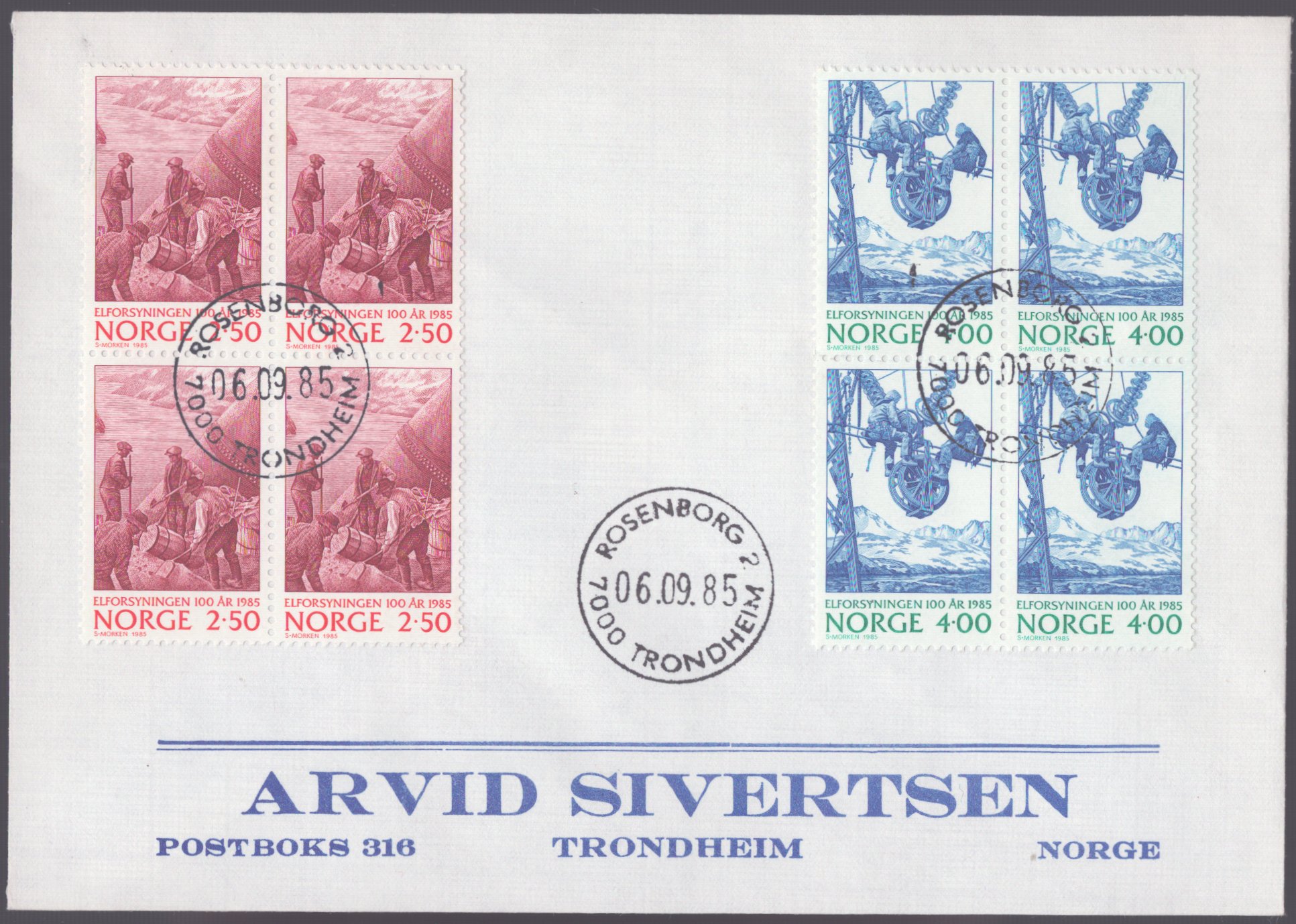 FDC 1985 NK976-NK977 Trondheim fireblokker