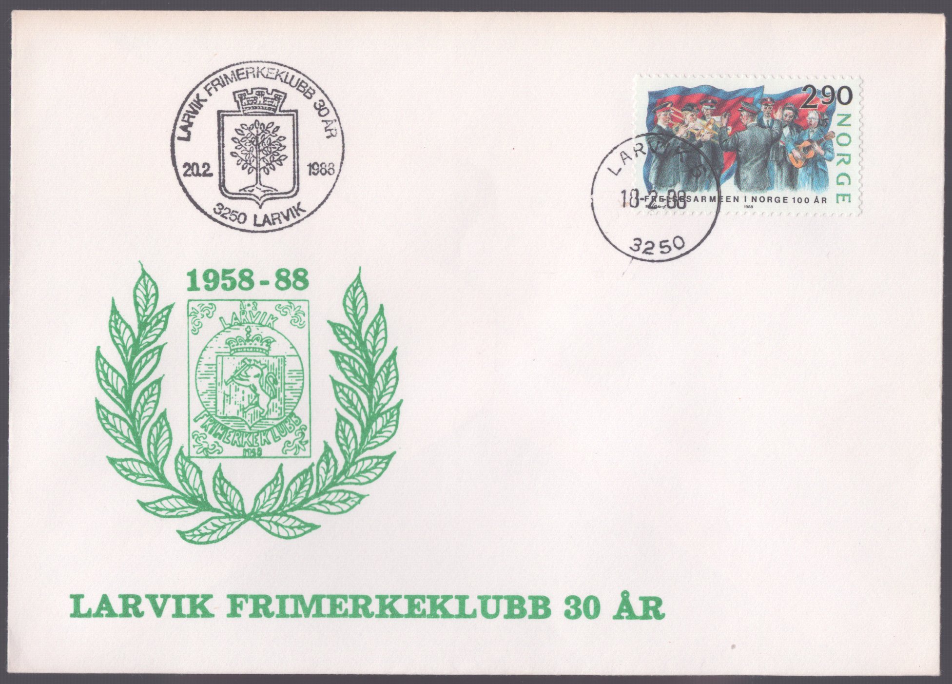 FDC 1988 NK1036 vignett 16 Larvik