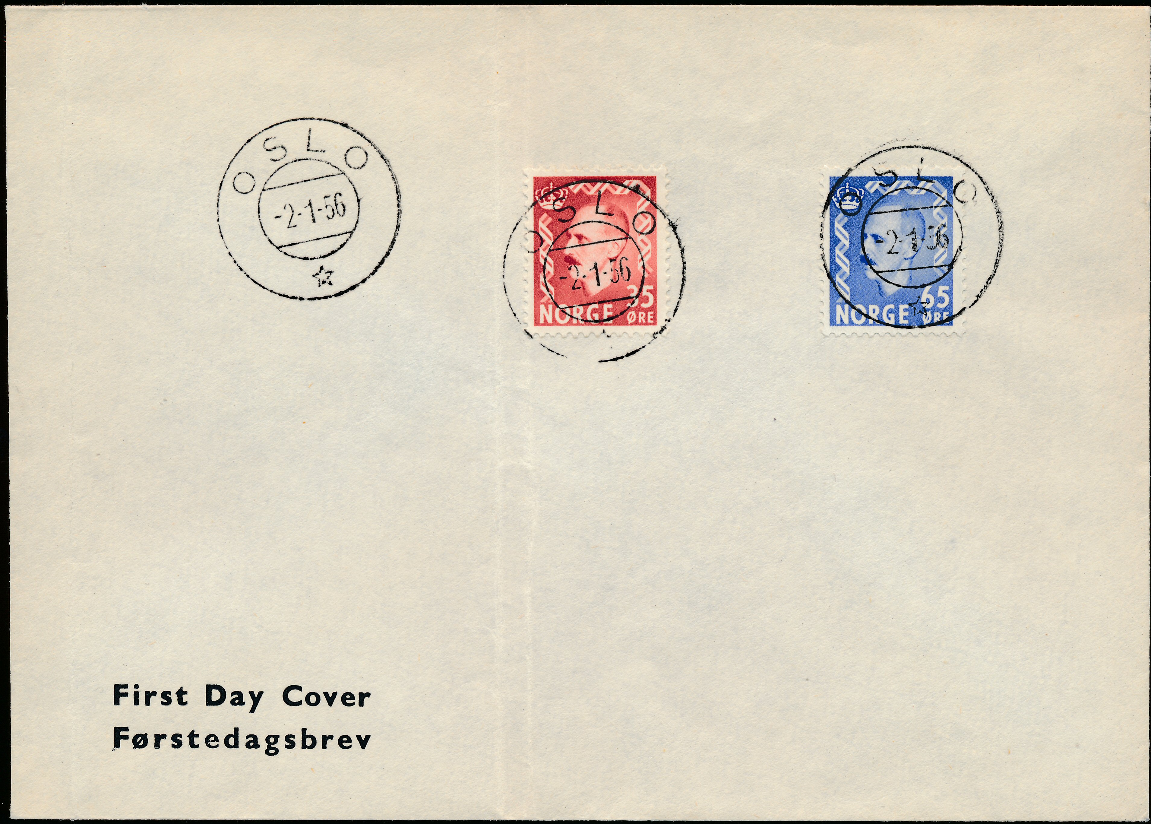 FDC 1956 NK432-NK435 tekstvignett 1 Oslo