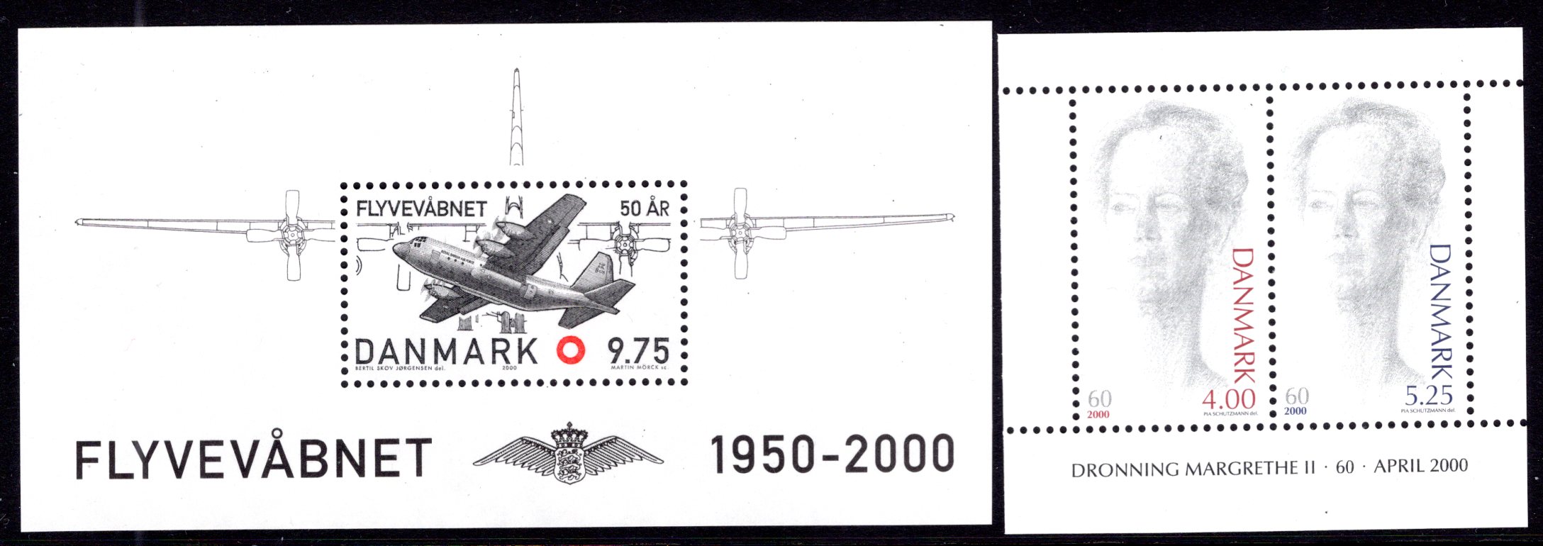 Danmark 3 stk postfriske miniark 2000 se scan