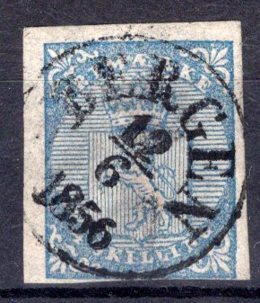 NK 1 pent stemplet Bergen 1856 se scan