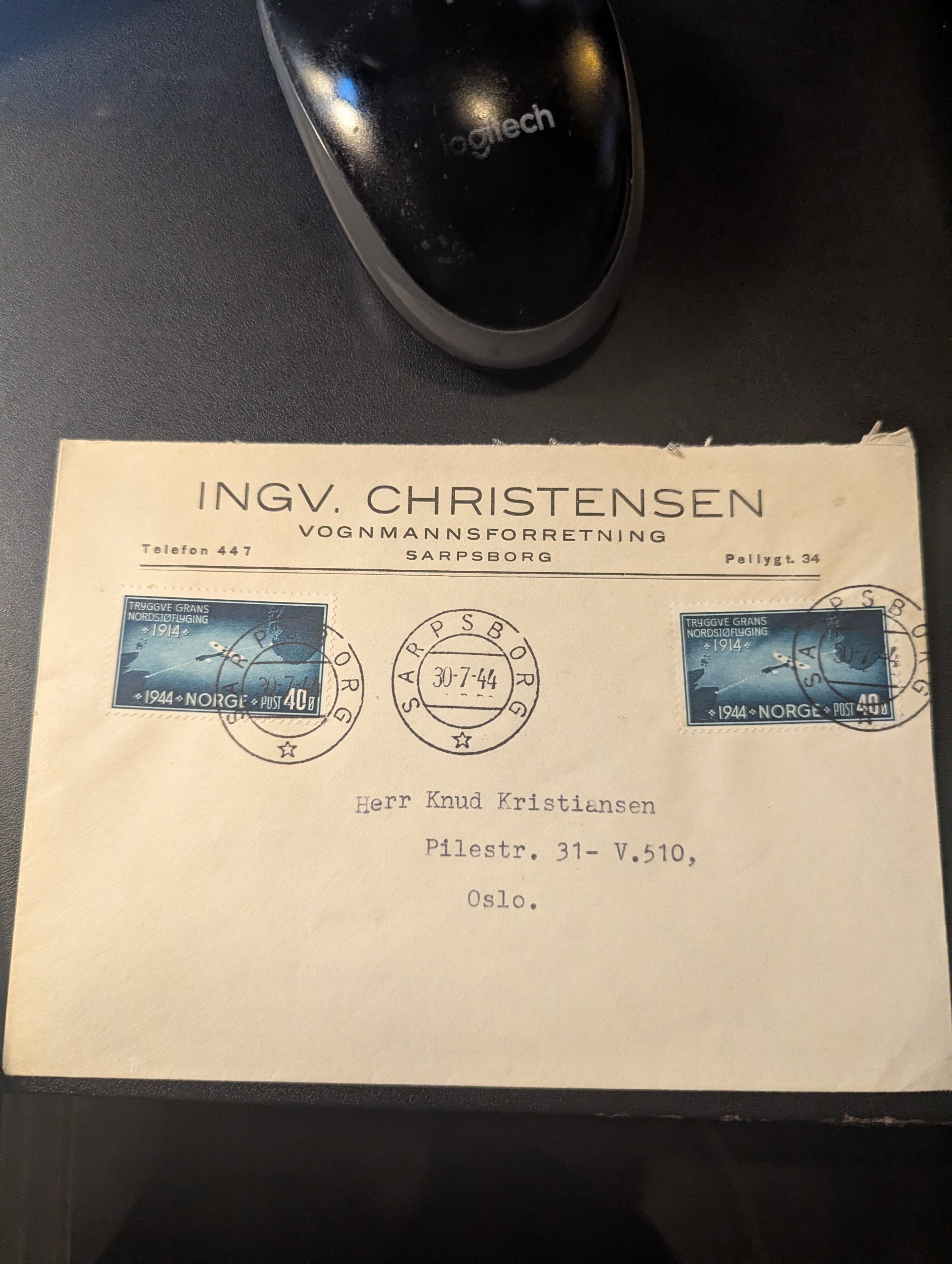FDC "TRYGVE GRAN". FRANKERT MED 2 X NK325 STP SARPSBORG