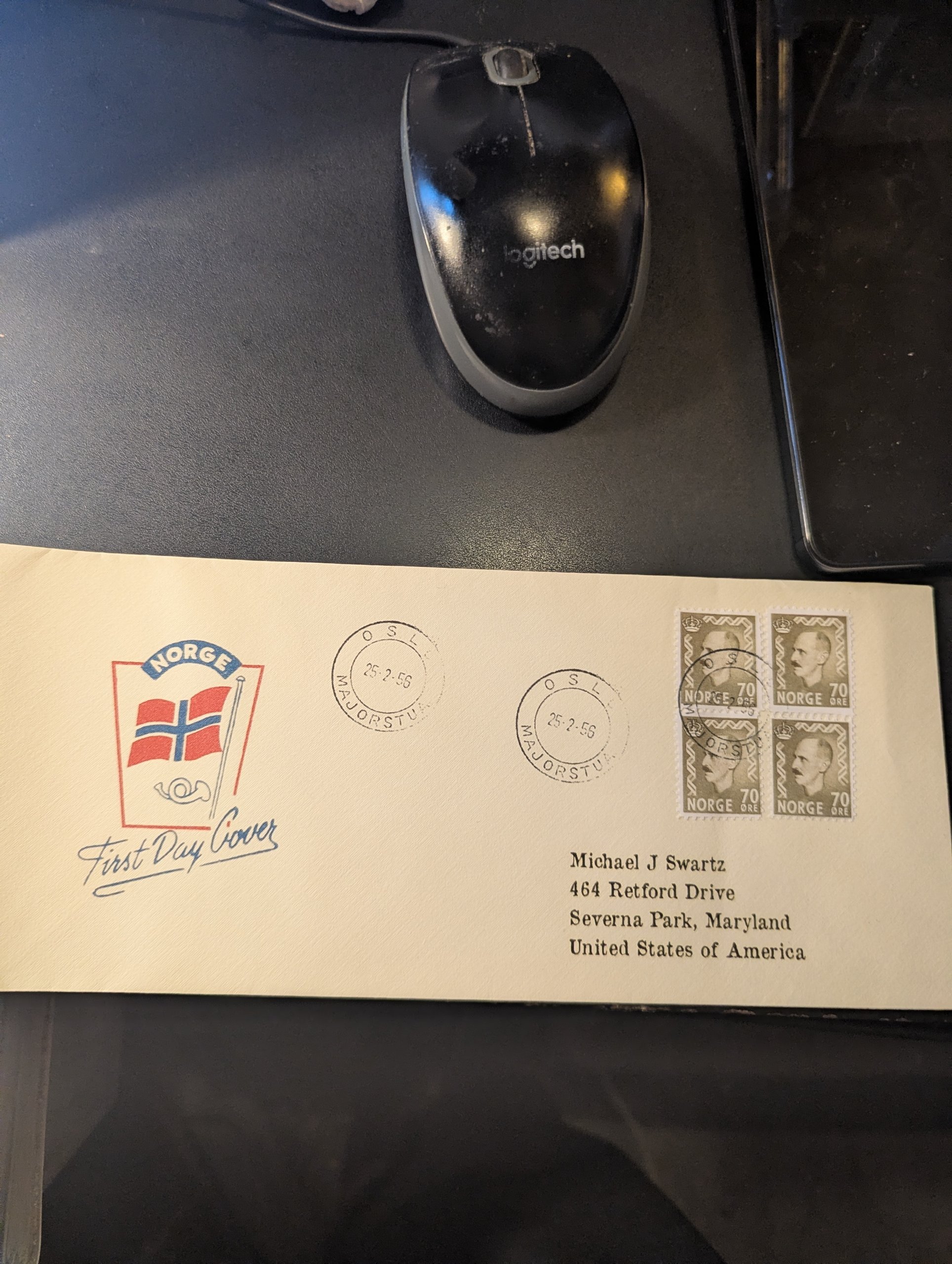FDC "ØREMERKER HAAKON VII" STPL OSLO 25-2-56