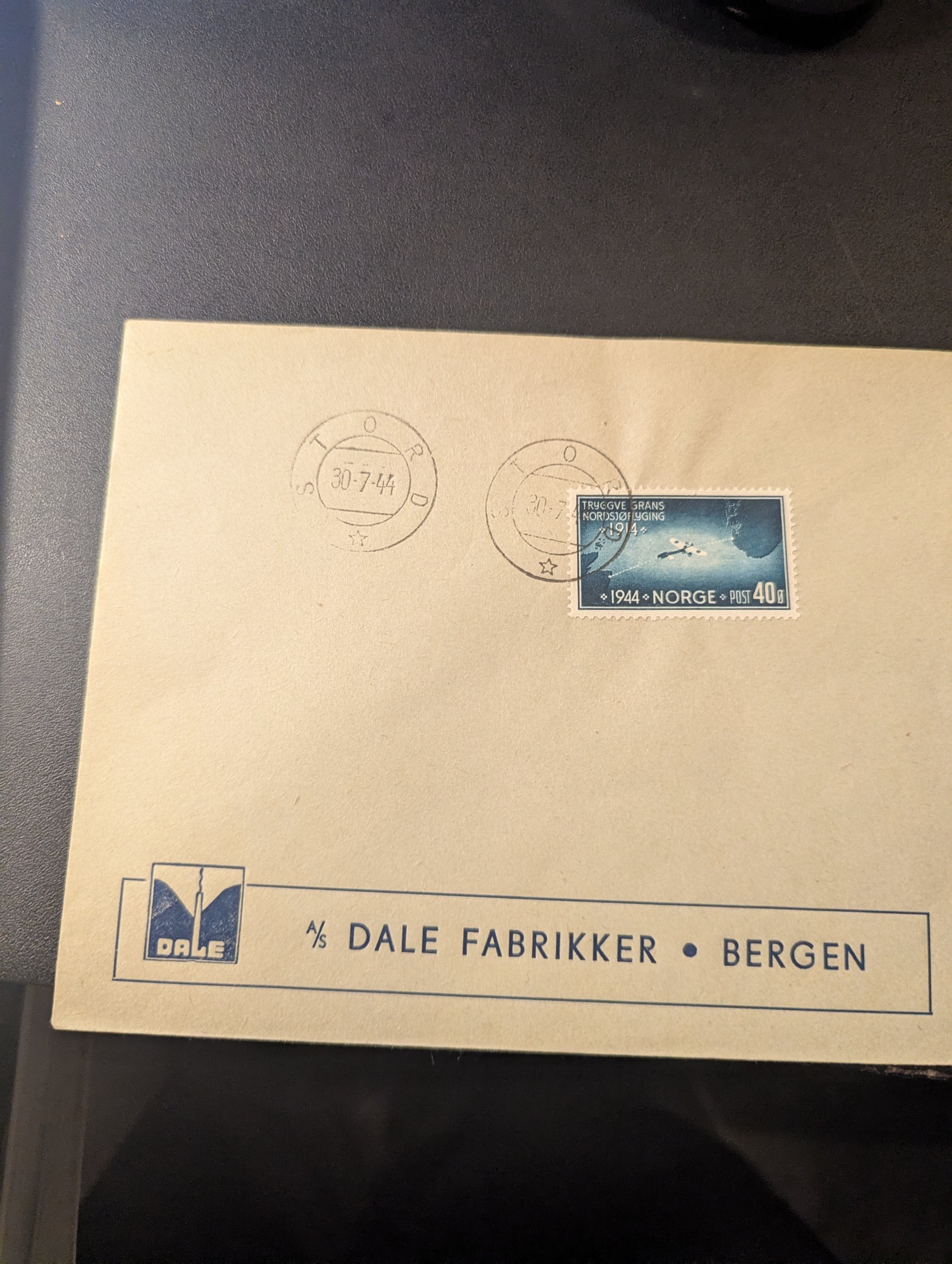 FDC "TRYGVE GRAN". FRANKERT MED NK 325. STP. 30-7-44