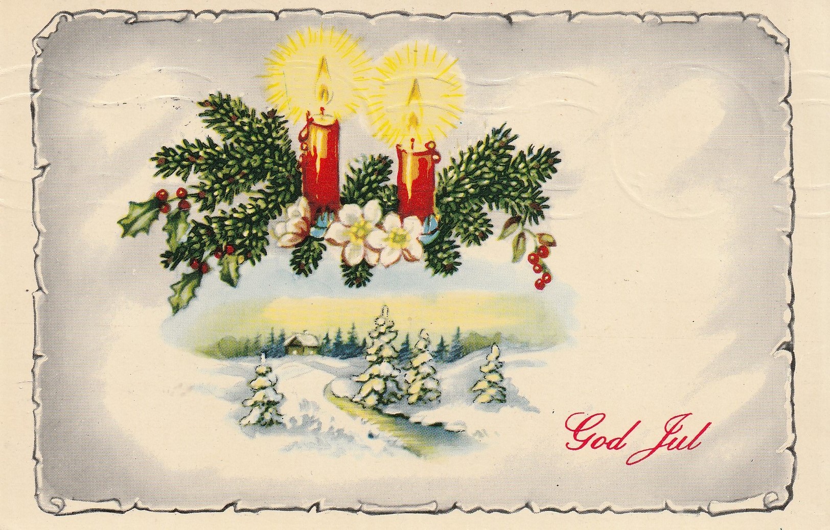 Eldre kort : God Jul . Mittet 5912 Pst Små