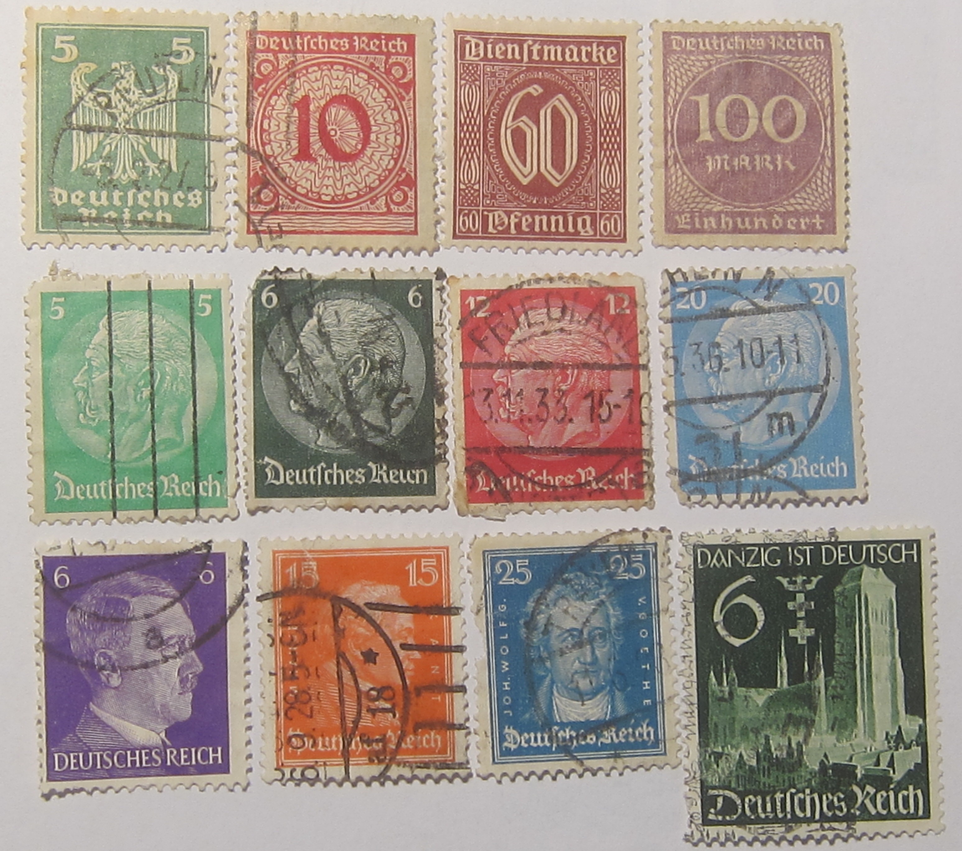 Det Tyske rike(Deutfches Reich) 12 frimerker