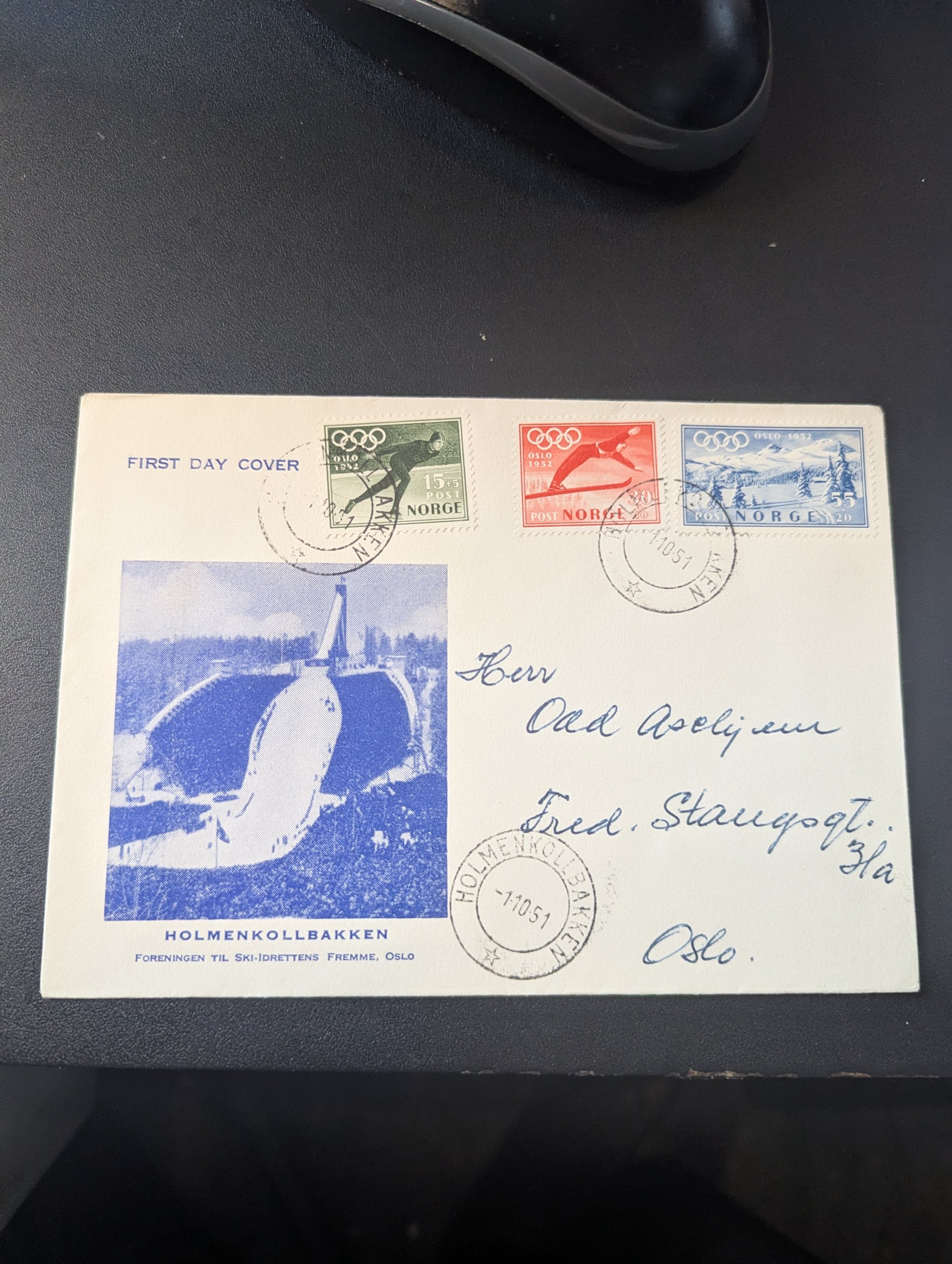 FDC OL OSLO 1952. M/VINGNETT HOLMENKOLLBAKKEN.