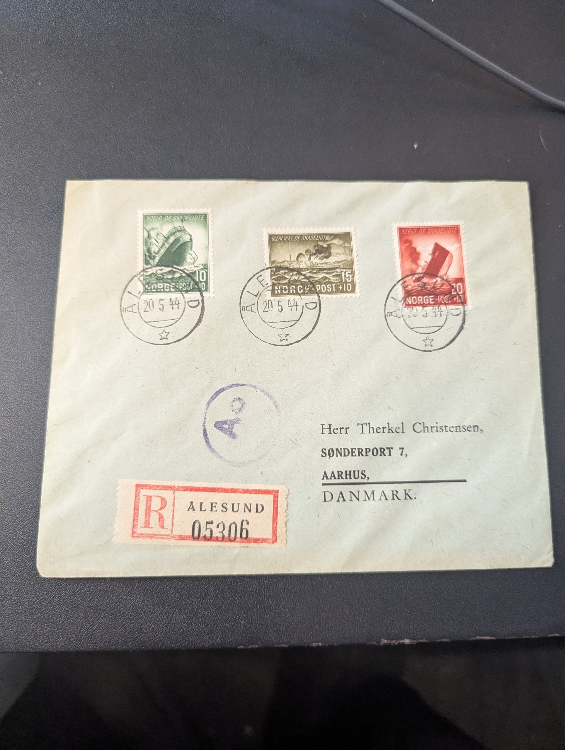 FDC "KRIGSFORLIS" FRANKERT MED NK 322 - NK 324.