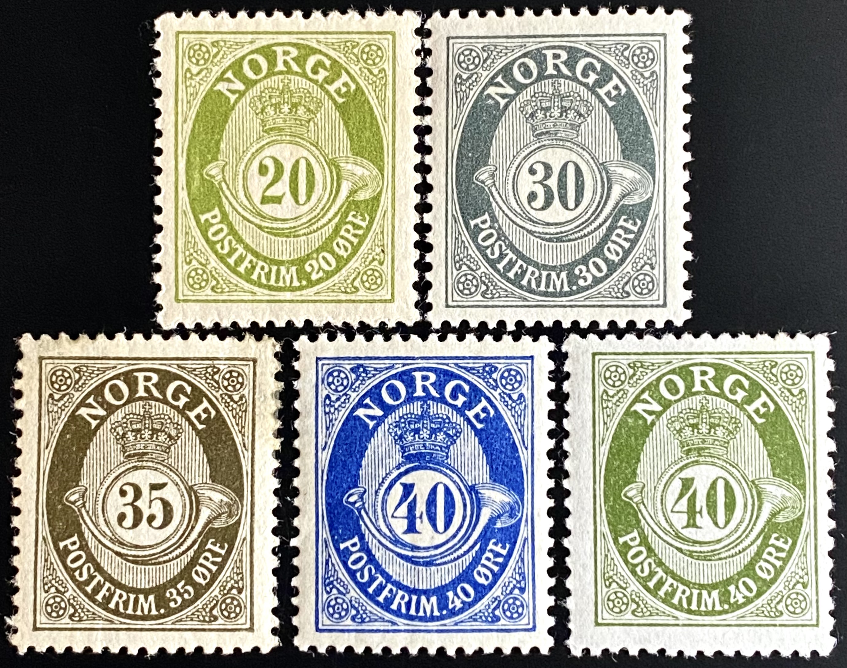 Lot II Posthorn År 1909/1929-serien * Letthengslet (SK: ca. 440,-)