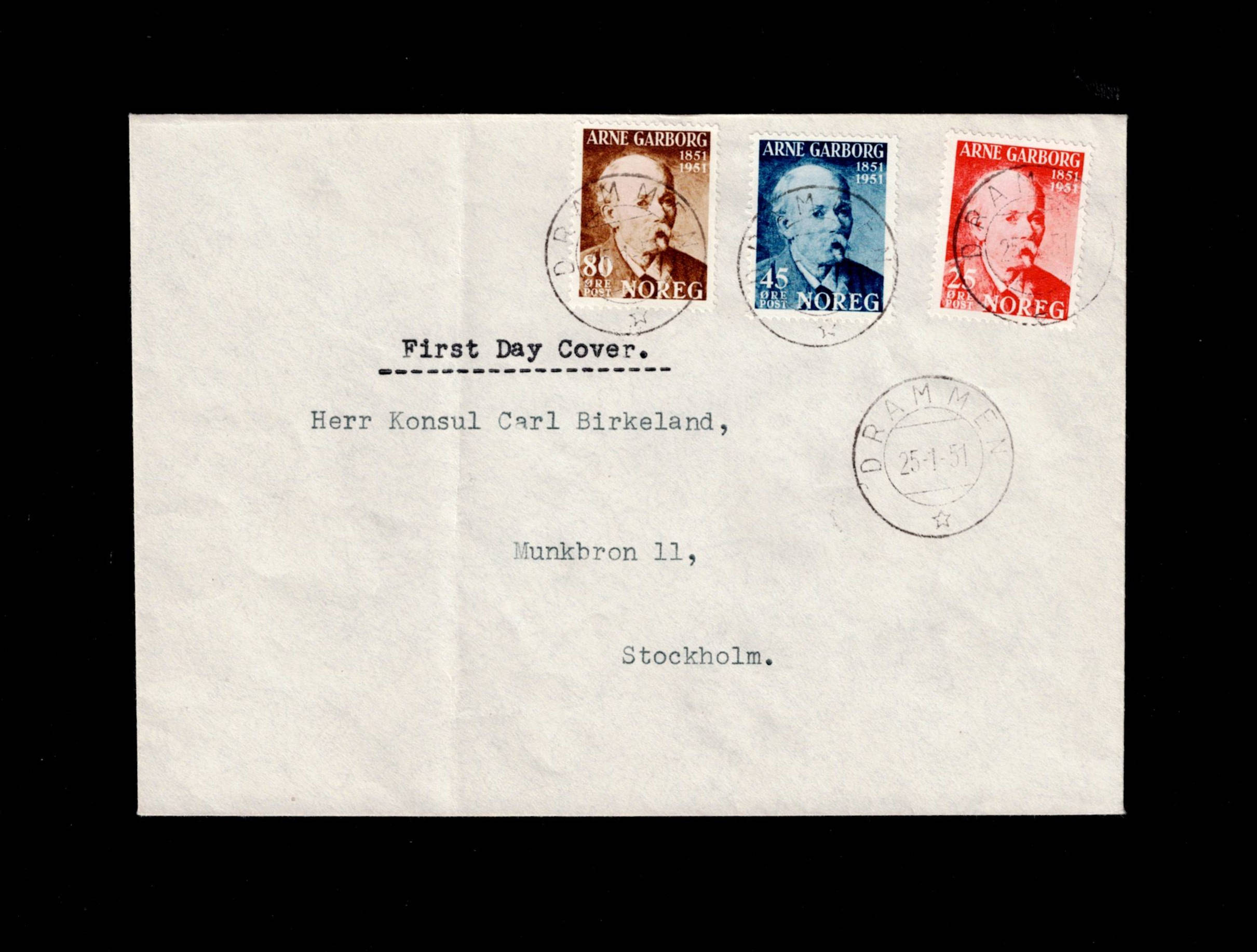 FDC 1951 NK404-406 DRAMMEN