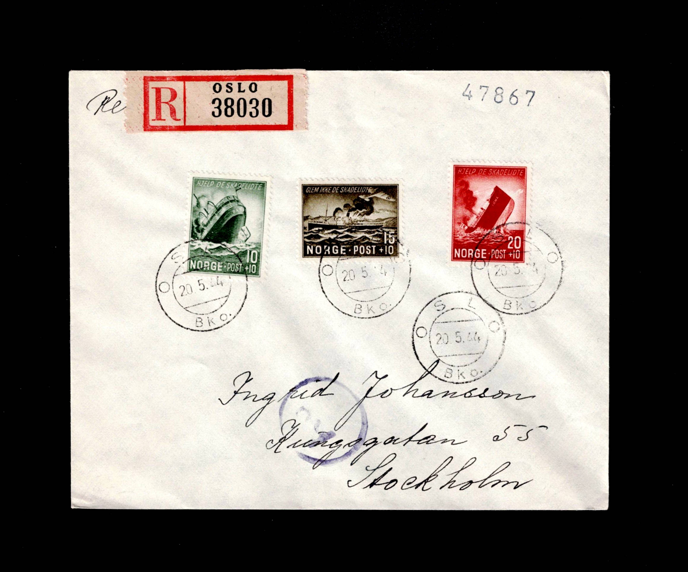 FDC 1944 NK322-324 Kirgsforlis REK