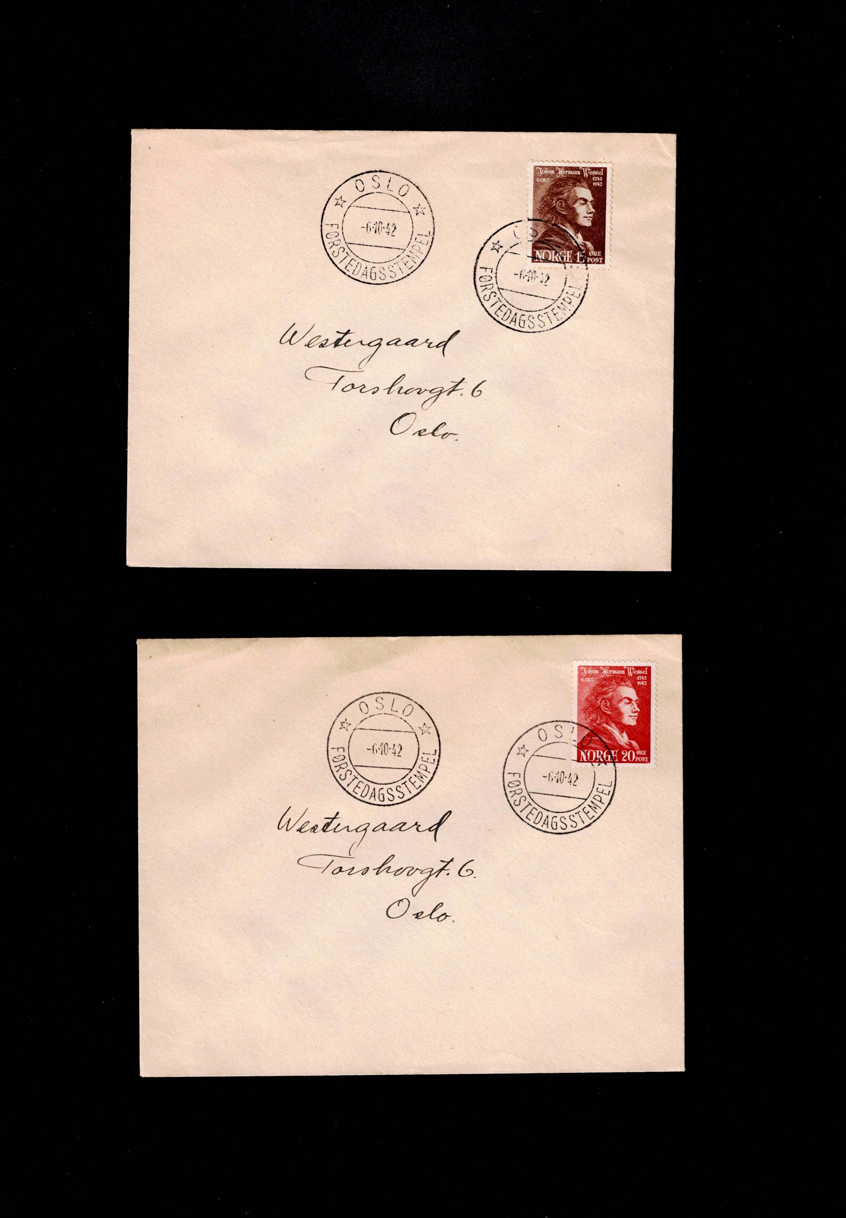 FDC 1942 NK307-308 J.H.Wessel