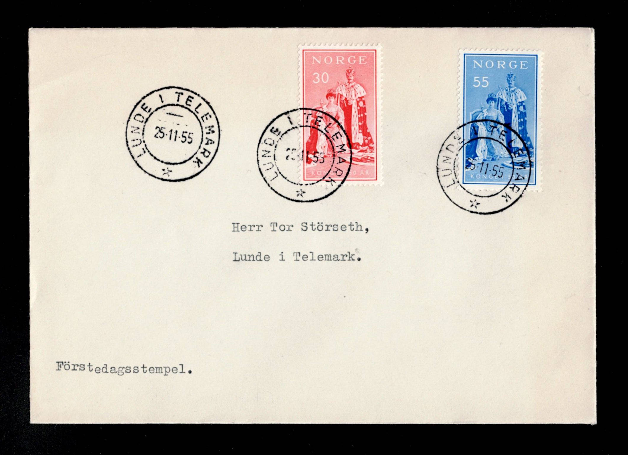 FDC 1955 NK439-440 Lunde i Telemark