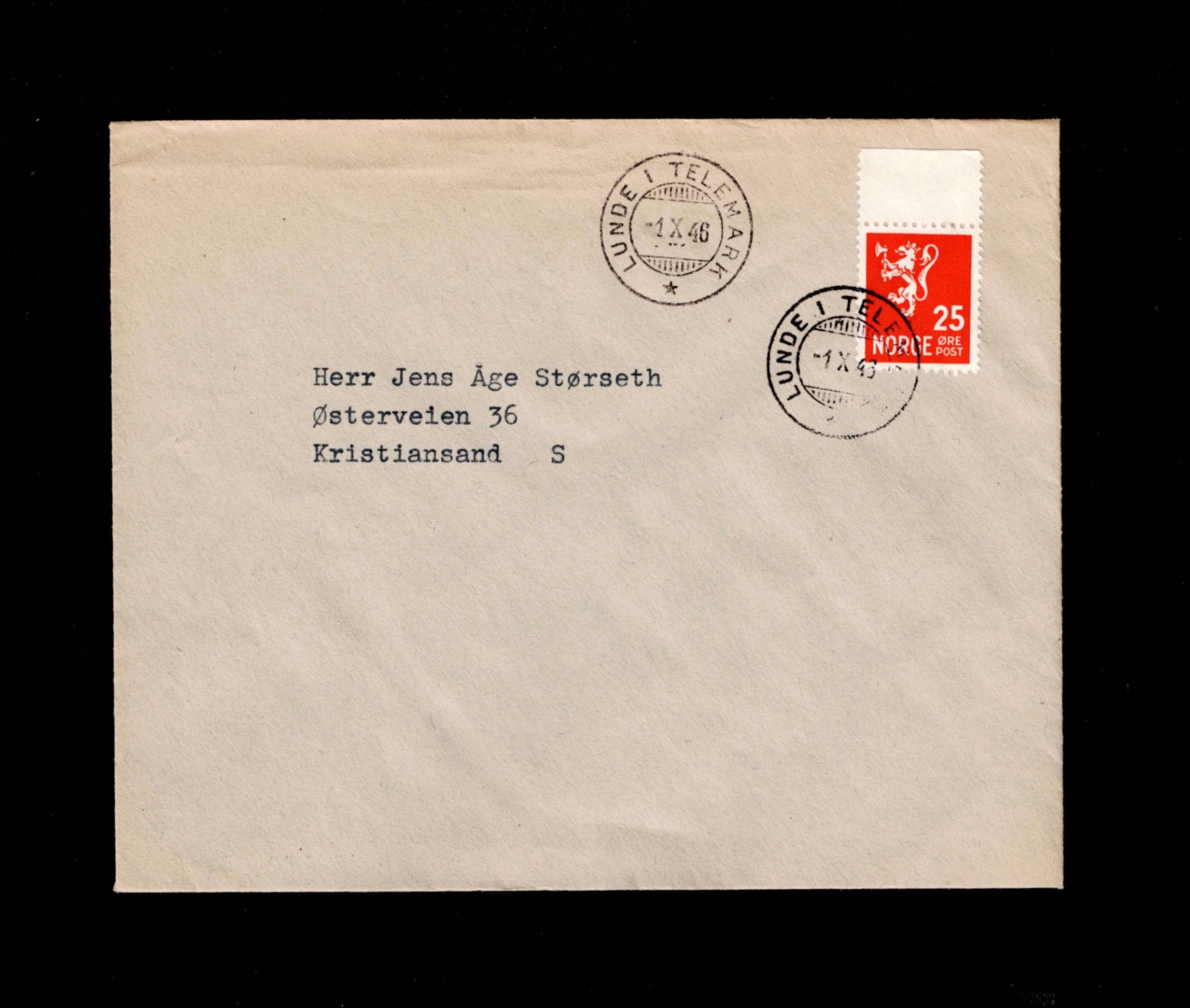 FDC 1946 NK354 LUNDE i TELEMARK