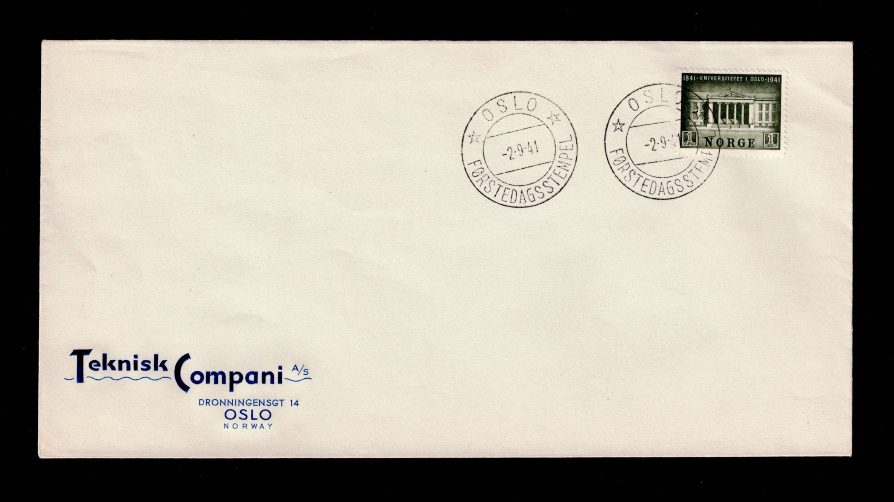 FDC 1941 NK260 Universitetet vignet Teknisk Compani