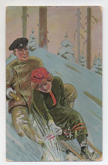 Otto Moe Par på kjelke småformat brukt