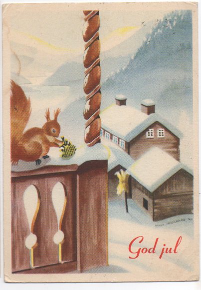 M. Heegaard Ekorn på rekkverket storformat brukt 1943